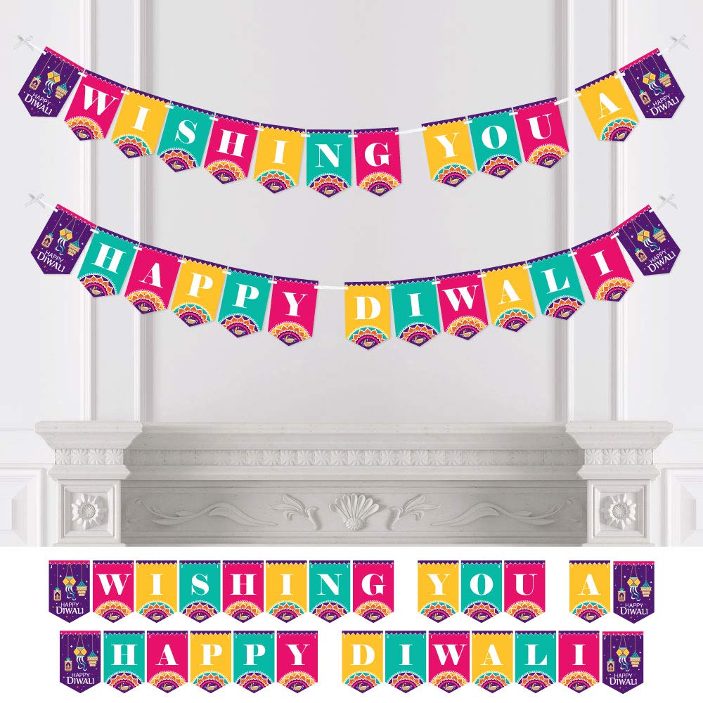 Happy Diwali Party Bunting Banner - Festival of Lights Decorations for Home & Office - Diwali Party Supplies for Indian Festival Celebration - Perfect for Wall Decor, Party Backdrop & Holiday Festivities