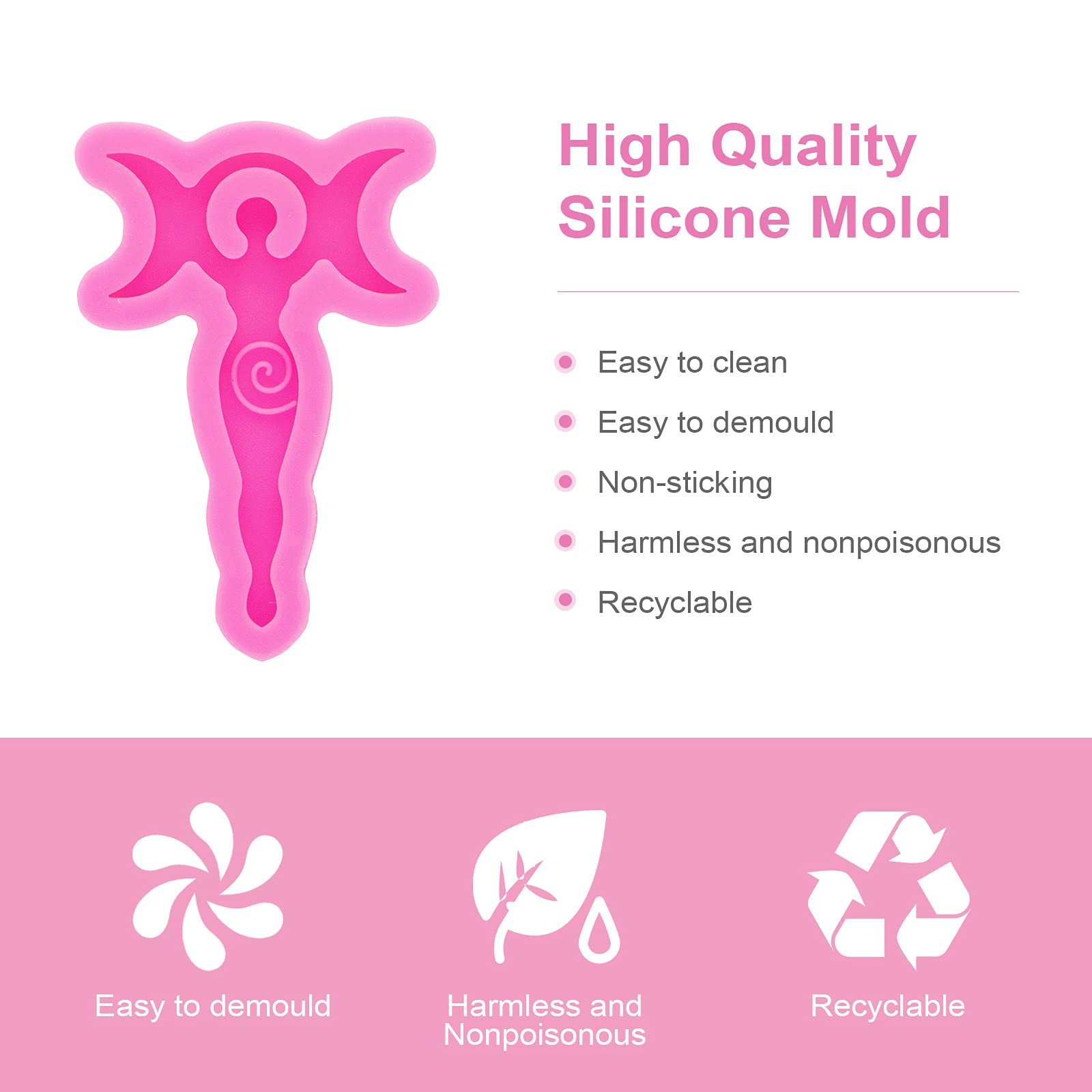 Shiny Glossy Goddess Moon Silicone Molds for DIY Keychains, Necklaces & Jewelry Making – Epoxy Resin & Polymer Clay Molds for Handmade Crafts – Perfect for DIY Gifts, Home Decor & Party Favors