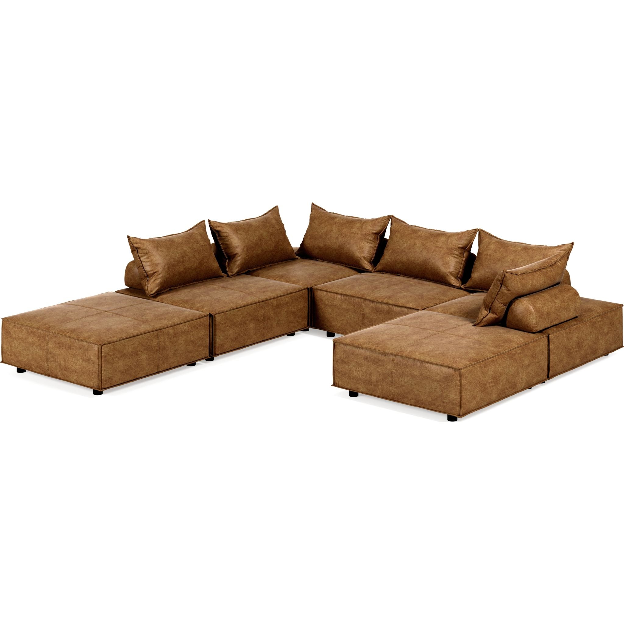 6-Piece Sectional Sofa Set with Reversible Chaise - Modern L-Shaped Couch for Living Room, Family Room & Apartment