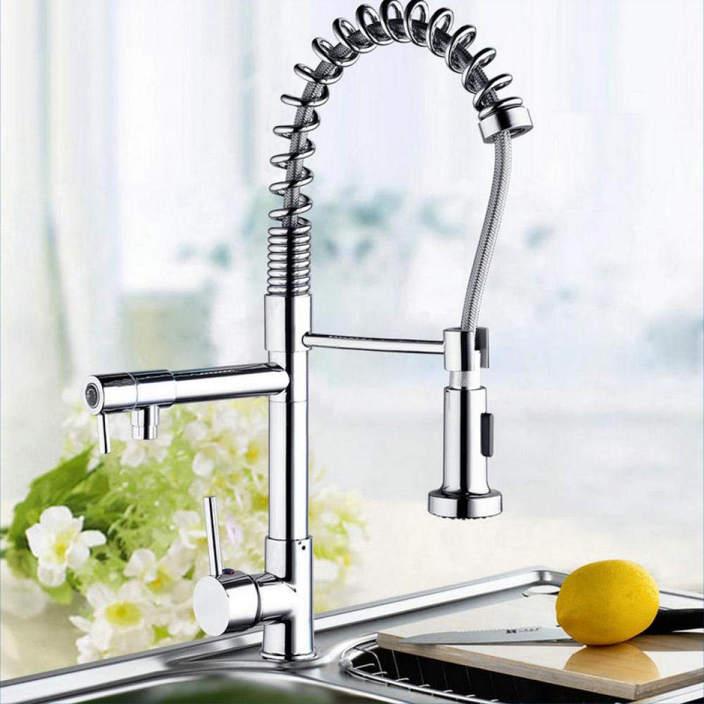 Stainless Steel Chrome Polish Pull Out Kitchen Faucet - Deck Mount Dual Waterway Sprayer Sink Mixer Tap with High Arc Spout for Modern Home Kitchen Renovation