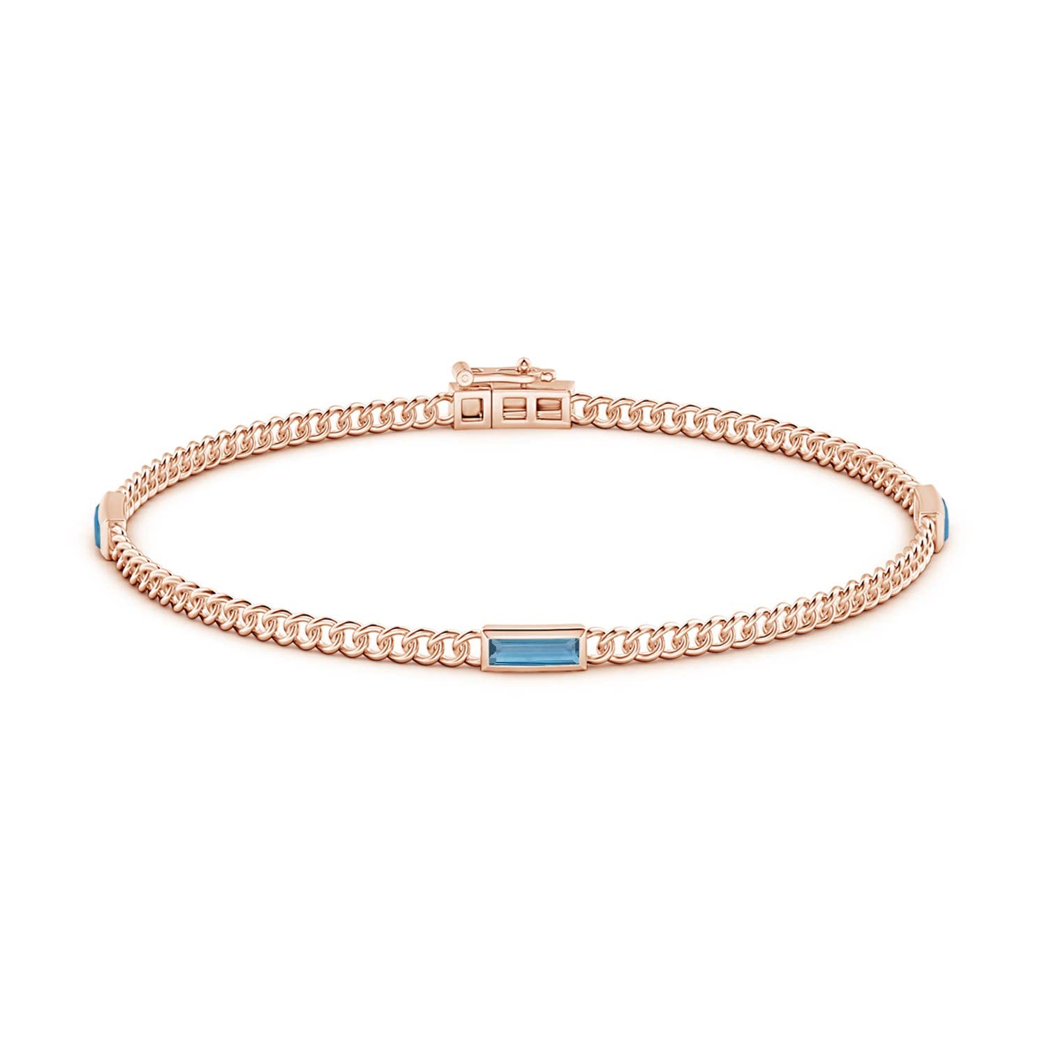 14K Solid Gold Angara Natural London Blue Topaz Three Stone Bracelet for Women | Elegant Jewelry Gift for Birthday, Engagement, Anniversary & Wedding | Perfect for Evening Events, Date Nights & Special Occasions