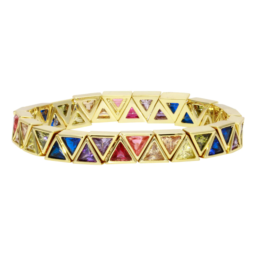 CZ Triangle Stretch Bracelet for Women - Elegant Cubic Zirconia Adjustable Bangle for Everyday Wear, Parties & Gifts