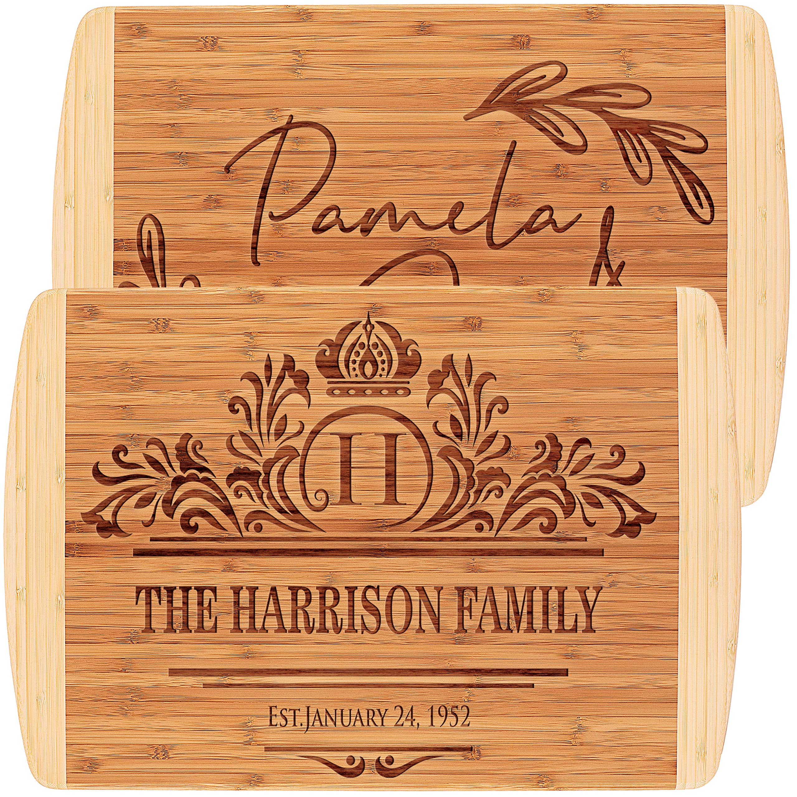 Custom Engraved Cutting Board - 15 Unique Two-Tone Designs, 18x12 Inches Large Wooden Kitchen Gift for Mom, Couples, Housewarming & Weddings - Perfect for Bridal Showers, Anniversary & New Home Decor
