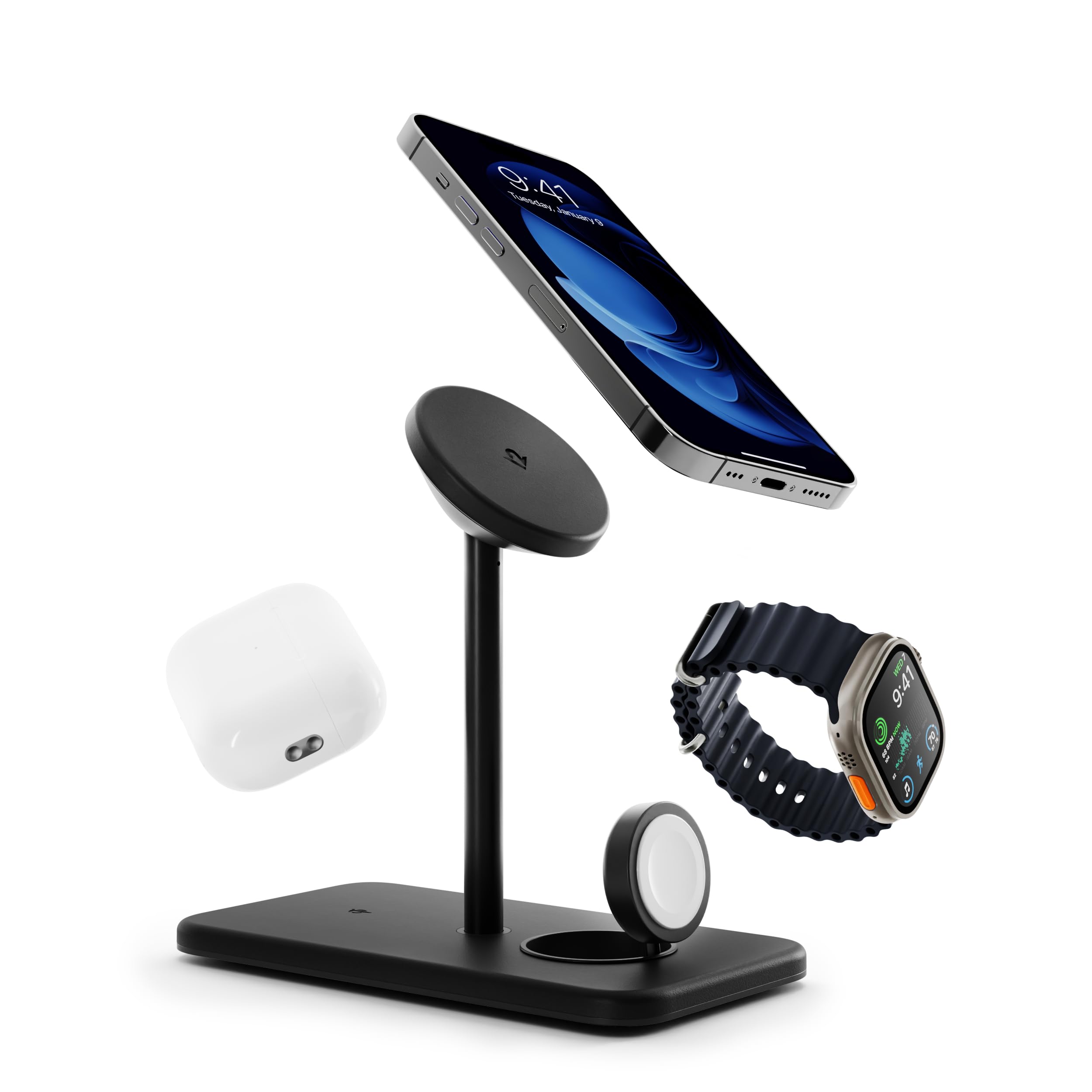 Premium MagSafe Charging Stand for iPhone 14/13/12 & Apple Watch - Compact Luxury HiRise 3 Deluxe by Twelve South | Perfect for Home Office, Nightstand & Travel Accessories