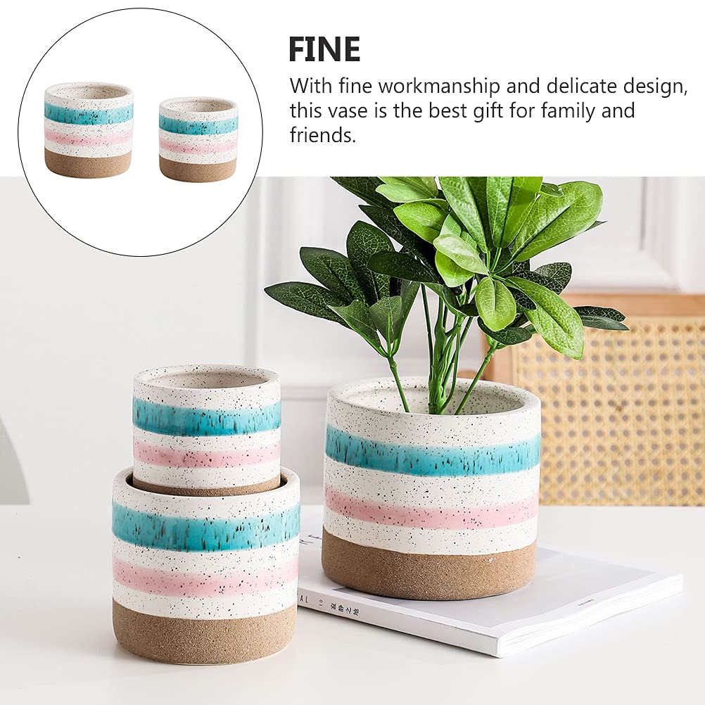 DOITOOL 2 Pack Ceramic Flower Pots - Small Decorative Planters for Succulents, Cactus, Herbs | Desktop Home Office Decor, Gift Idea for Plant Lovers