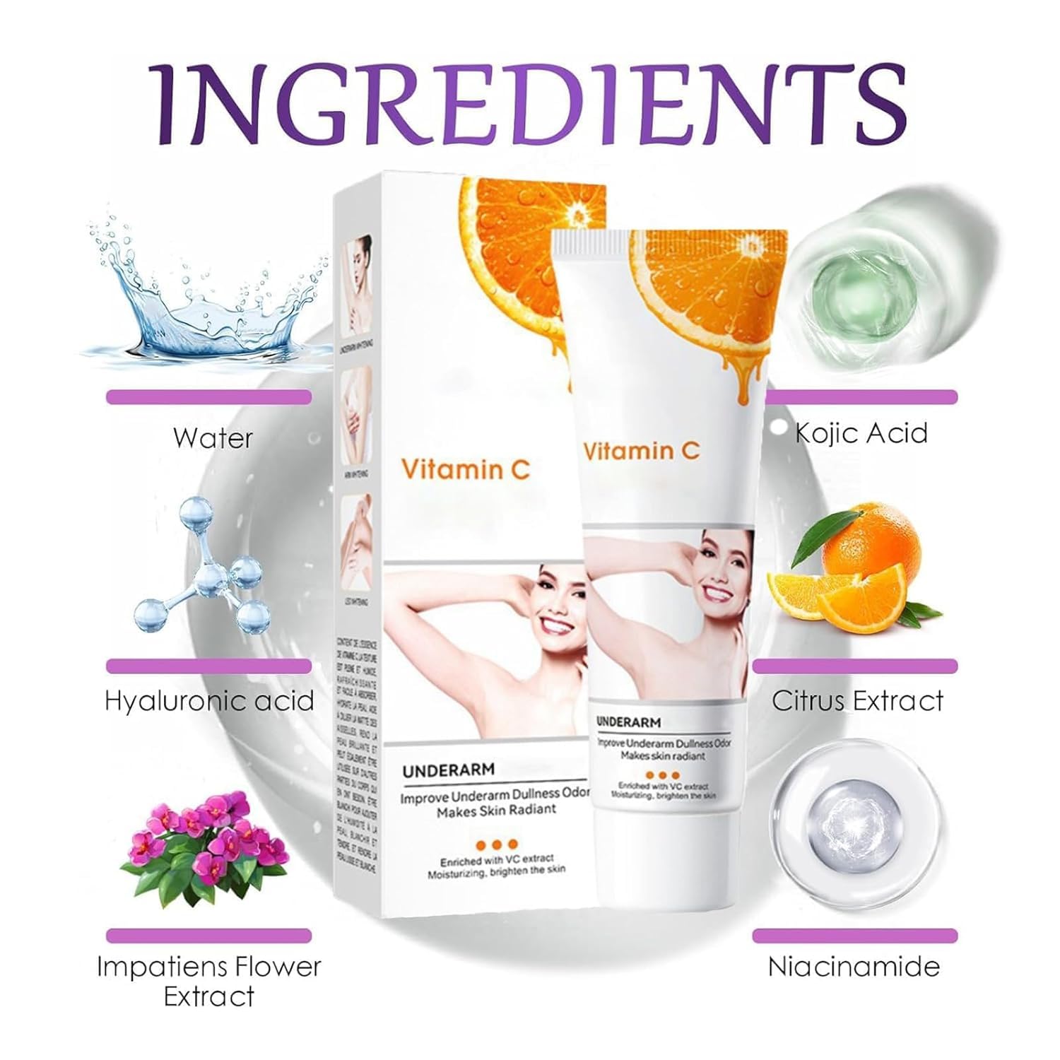 Vitamin C Brightening Cream with Natural Ingredients - Hydrating, Nourishing & Skin Tone Improvement for Face & Body | Dark Spot Corrector for Dull Skin | Day & Night Moisturizer for Radiant Glow