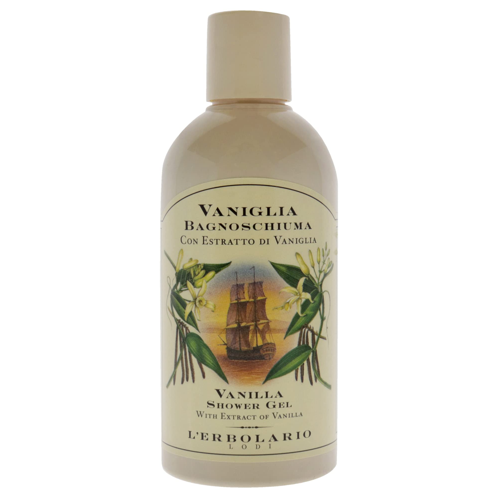 LErbolario Vanilla Shower Gel for Men & Women - 8.4 oz Moisturizing Body Wash for Dry Skin - Perfect for Daily Shower & Spa Relaxation at Home