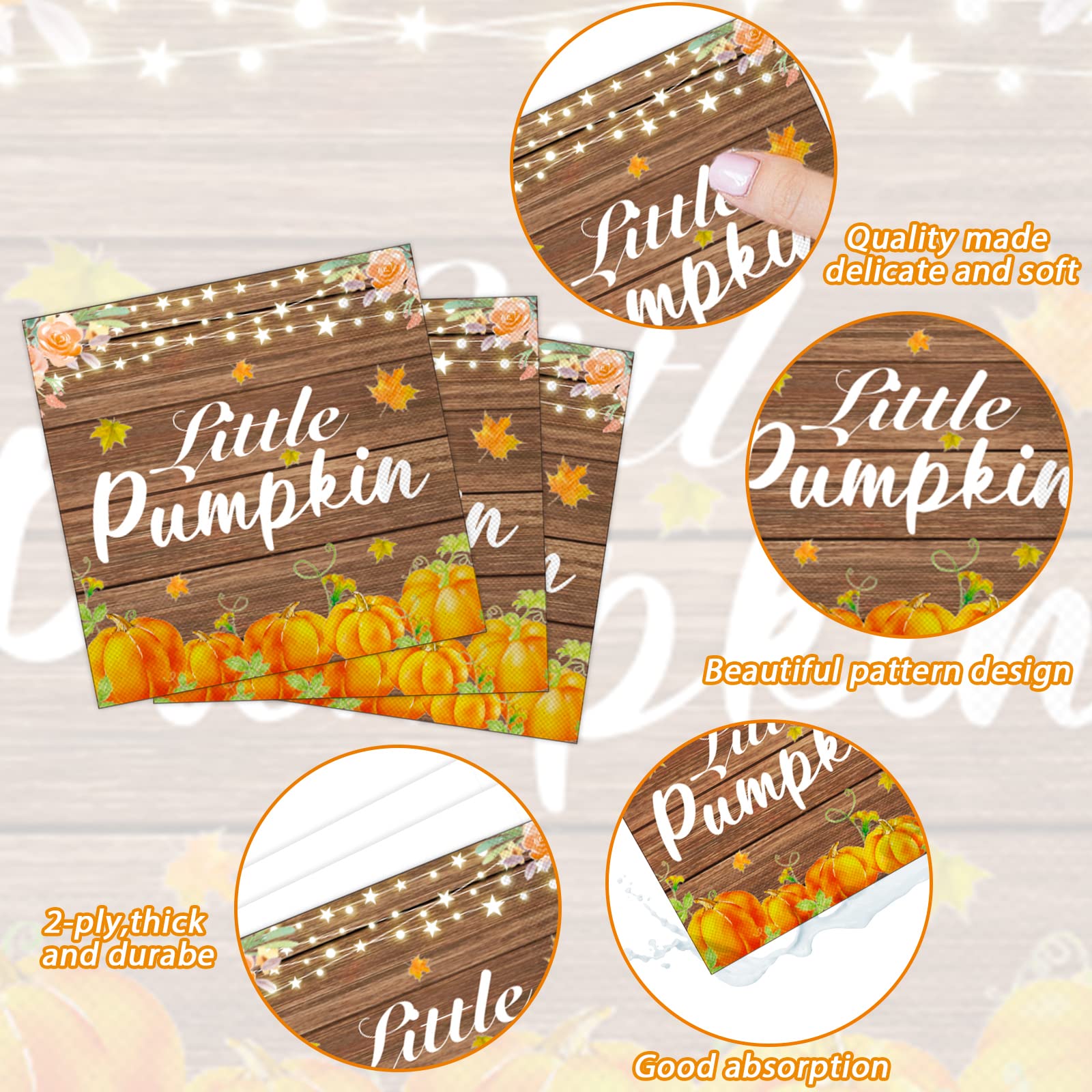 96-Pack Pumpkin Party Plates & Napkins Set - Fall Leaves Themed Disposable Tableware for 24 Guests - Perfect for Halloween, Thanksgiving, Baby Showers & Birthday Party Decorations - Ideal for Autumn Celebrations and Seasonal Gatherings