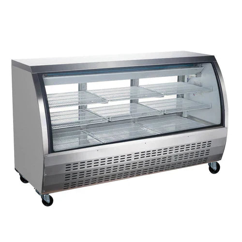 Stainless Steel Curved Glass Deli Display Case - 64
