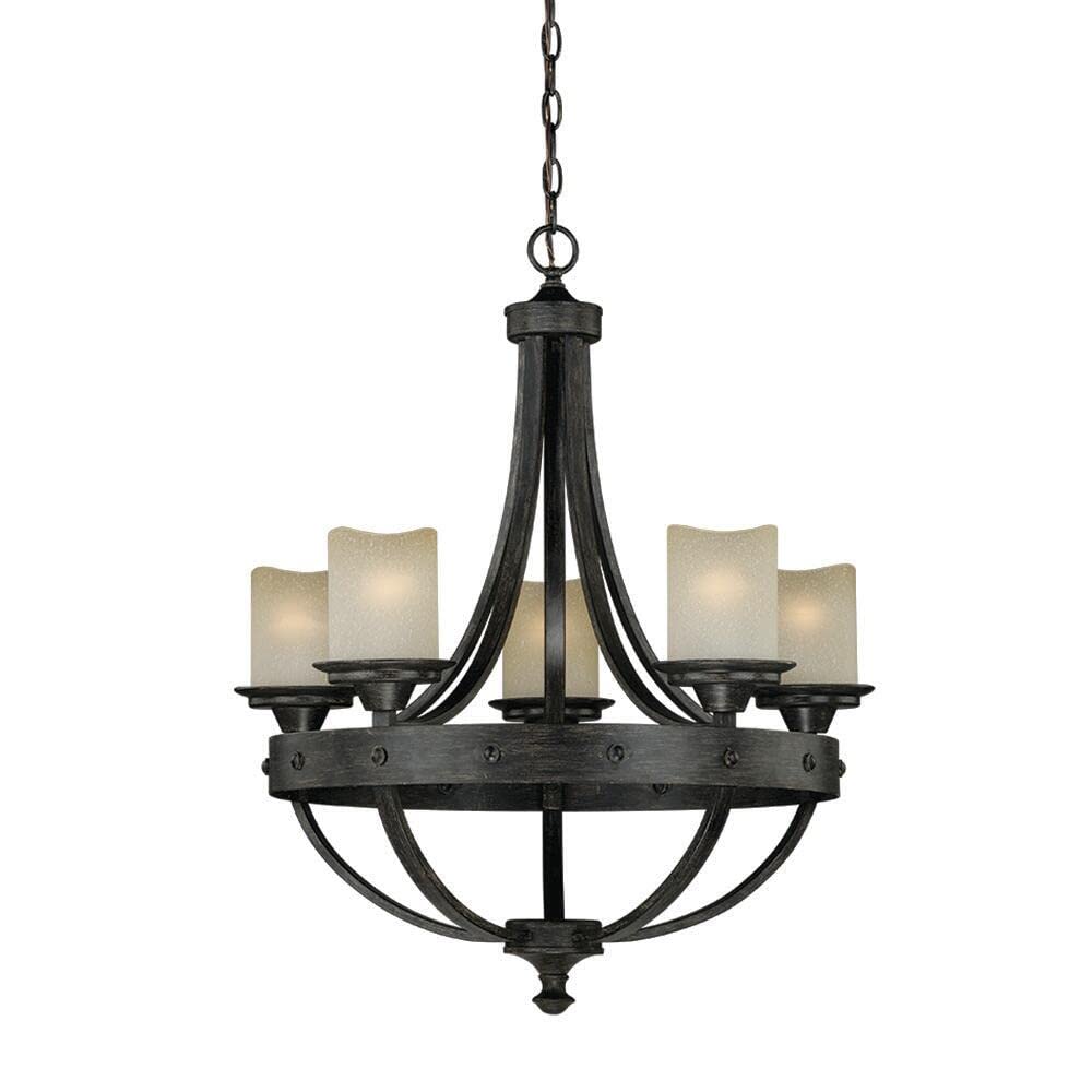 Patriot Lighting Lancaster 5-Light Black Walnut Chandelier - Elegant Dining Room Fixture for Farmhouse & Traditional Decor