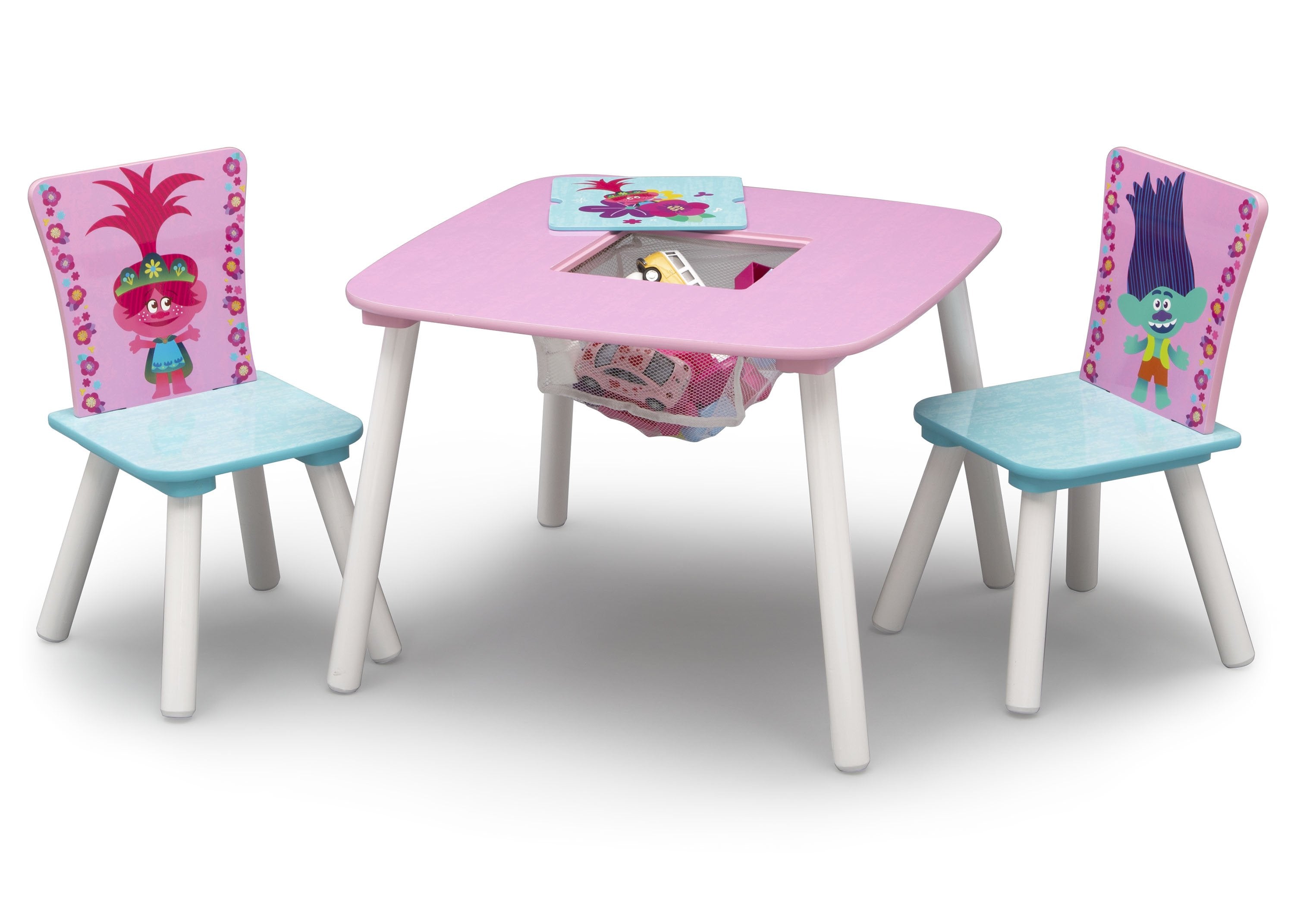 Trolls World Tour Kids Table and Chair Set with Storage - Fun Playroom Furniture for Toddlers & Children