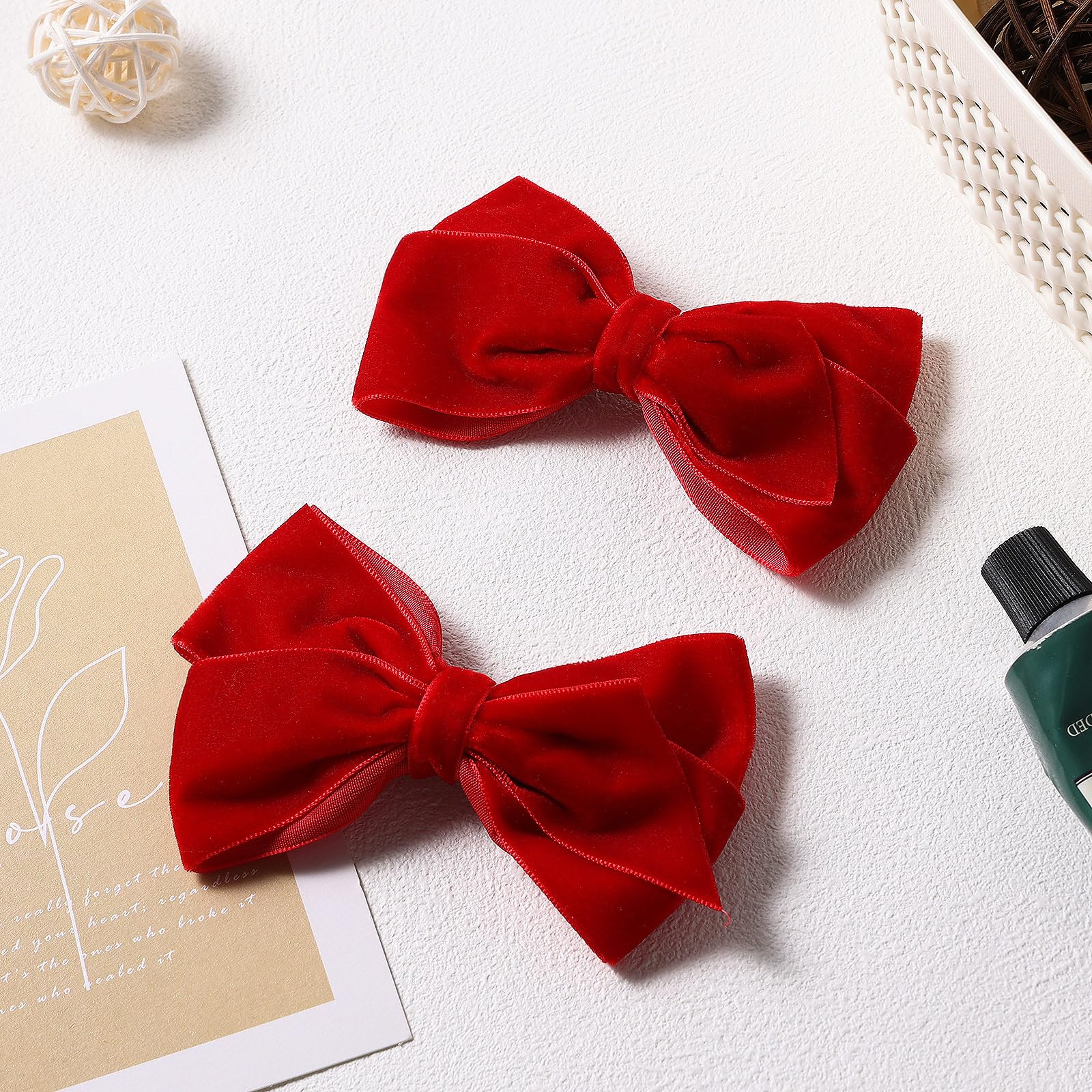 Red Velvet Hair Bows Clips 4.5 Inch - Christmas Valentine's Day New Year Gift - Alligator Barrettes Hair Pins for Girls Women - Party Dress Outfit Accessories for Toddler Teen Kids - Perfect for Holidays, Weddings, School Events and Special Occasions
