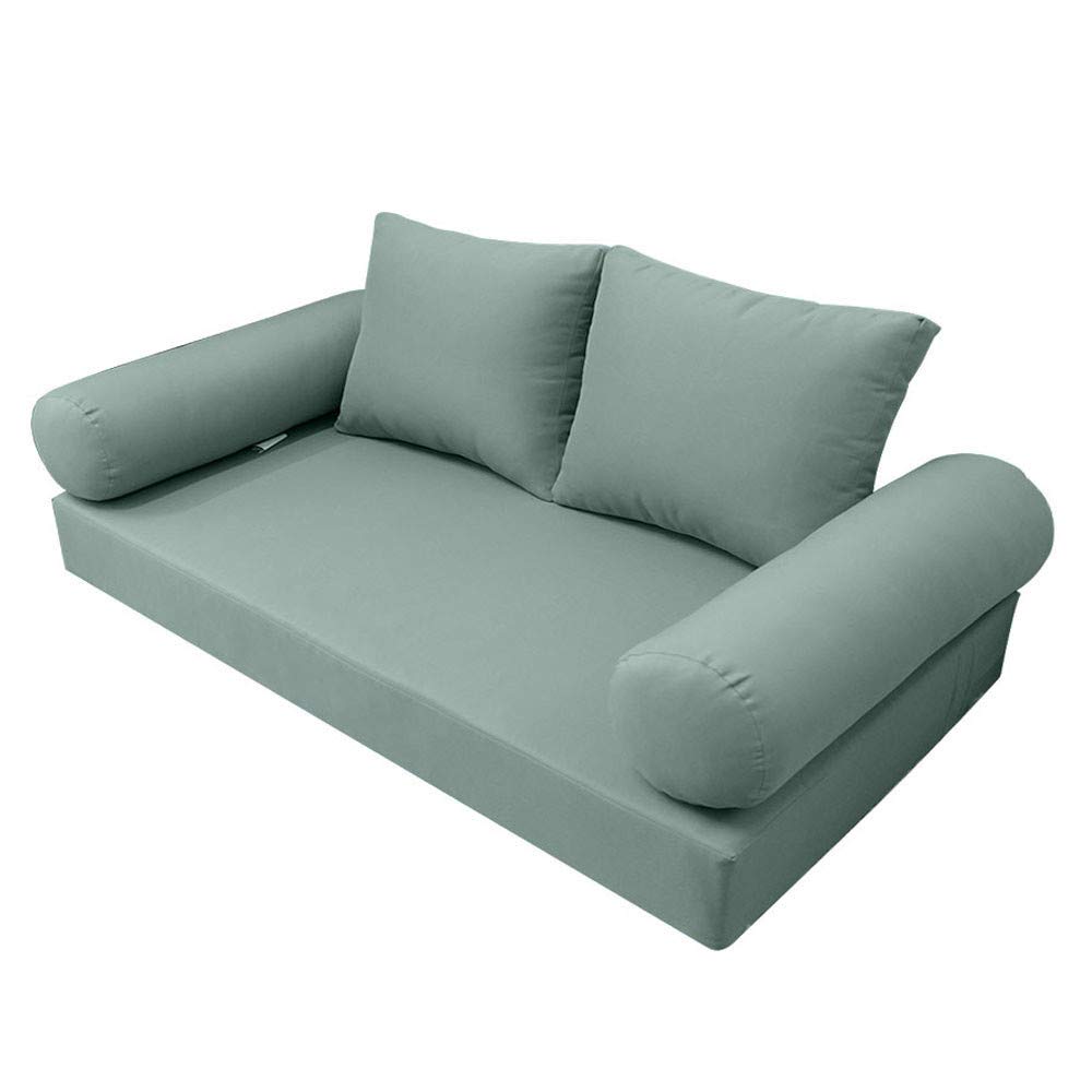 Prolinemax Style1 5-Piece Crib Size Outdoor Daybed Mattress Set with Knife Edge Cushions & Bolster Pillows - Perfect for Patio, Poolside, and Garden Lounging AD002