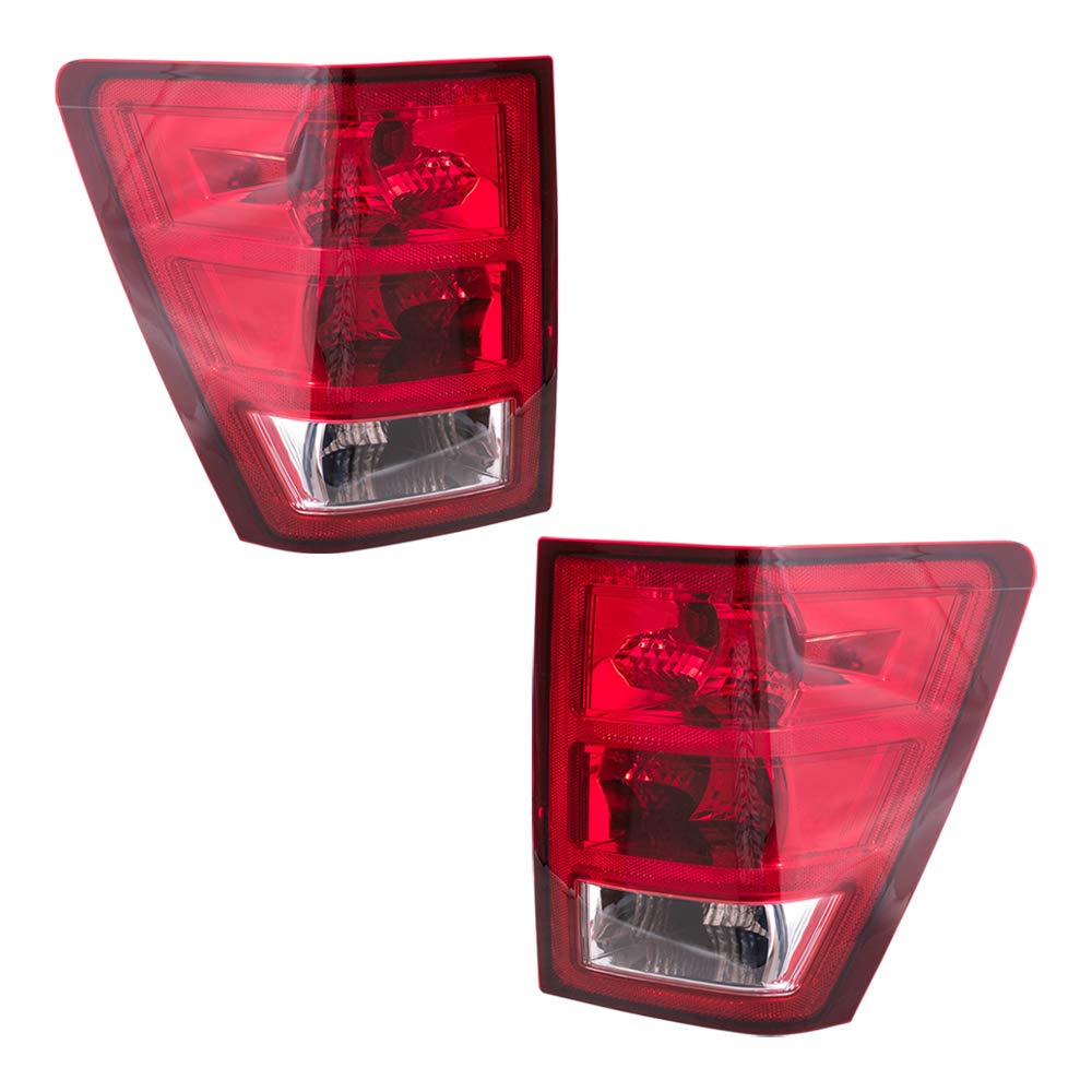 Brock Replacement Tail Light Set - Driver & Passenger Side with Bulb Sockets & Wiring Harness - Compatible with 2005-2006 Jeep Grand Cherokee (Part# 55156615AF, 55156614AF) - Easy DIY Installation for Headlight Restoration & Night Driving Safety
