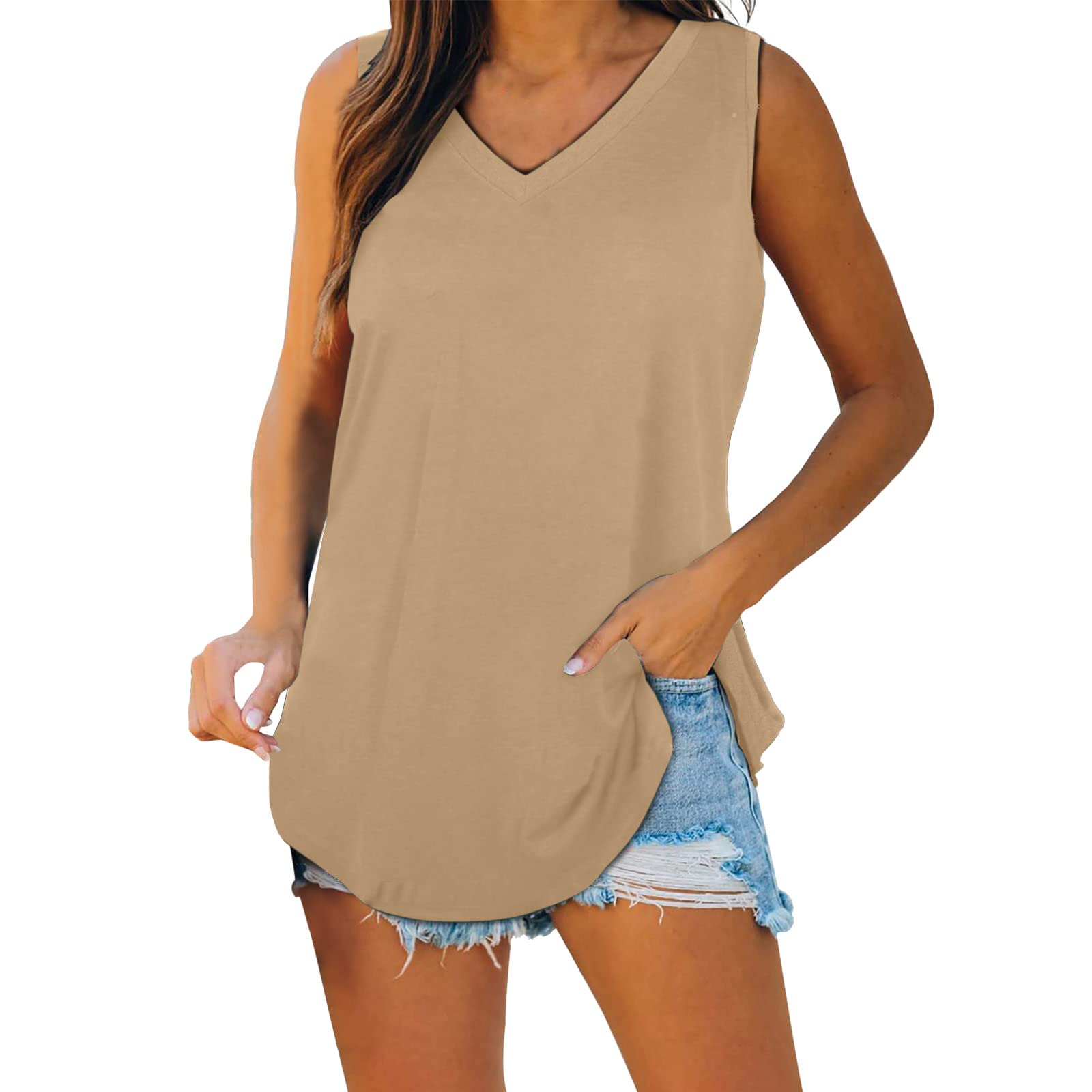 Women's Summer Tank Tops - Cute Loose Casual Sleeveless V-Neck Tunic Tees for Workout & Fashion | Perfect for Yoga, Gym, Beach & Everyday Wear