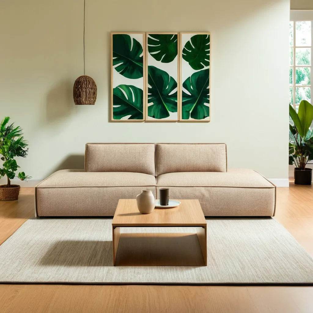 Giacomo Fabric 3-Seater Armless Sofa - Pet Friendly, Modern Living Room Furniture for Small Spaces, Perfect for Apartments and Cozy Homes