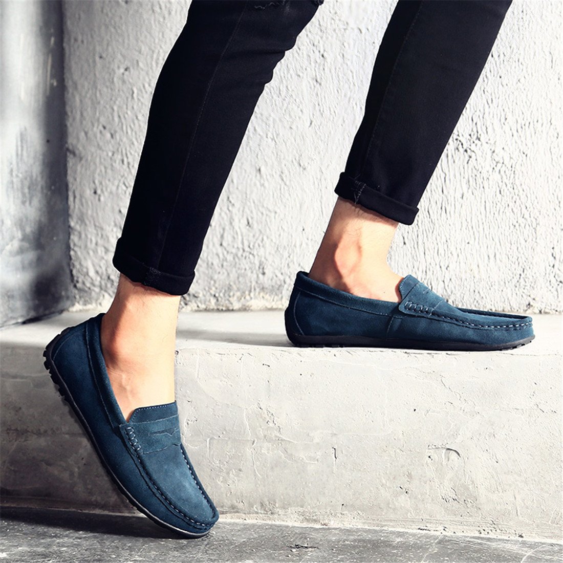 Stylish Men's Suede Leather Penny Loafers - Comfortable Slip-On Driving Moccasins & Boat Shoes for Casual Wear, Office, and Outdoor Activities