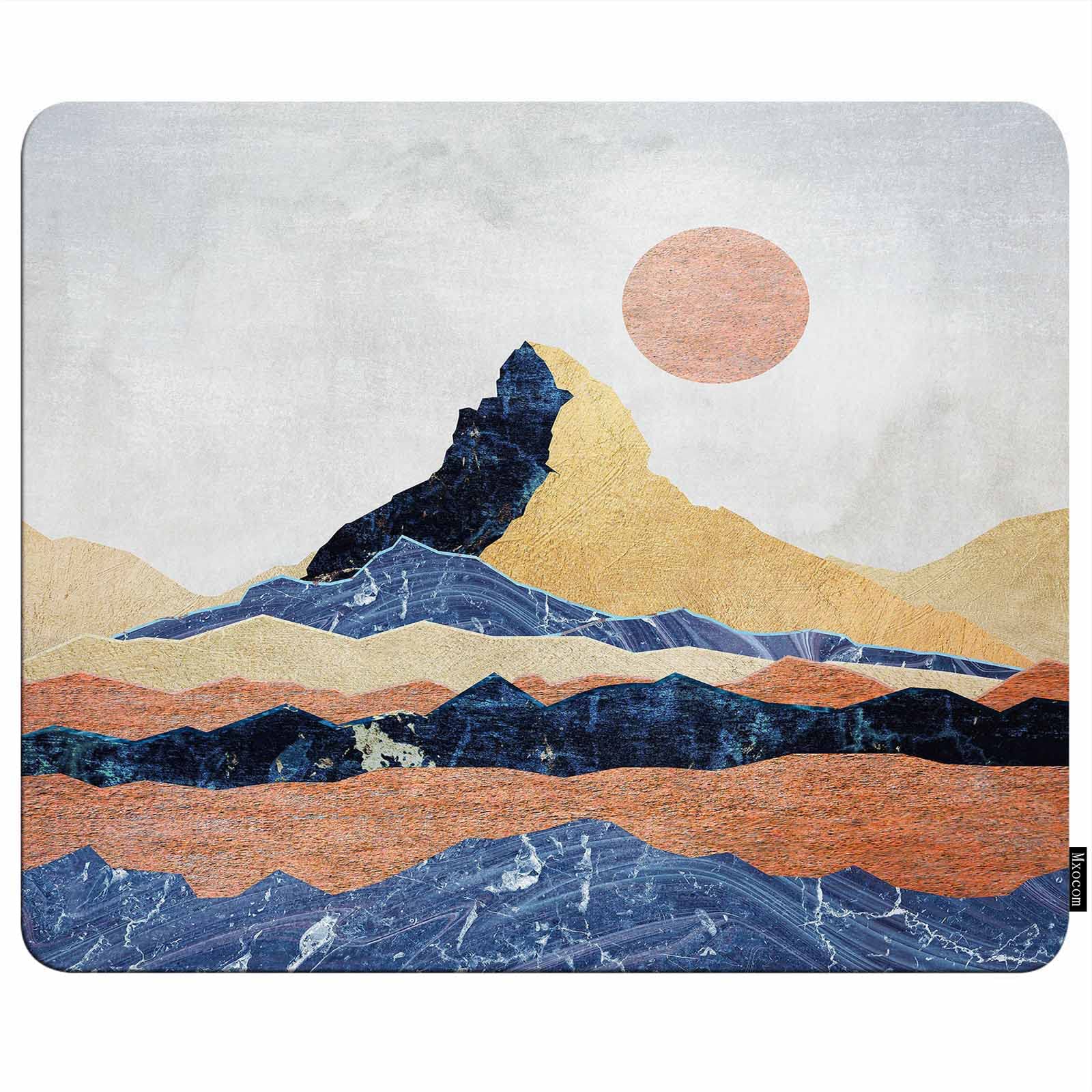MXOCOM Mountain Sunset Mouse Pad - 9.5x7.9 Inch Non-Slip Rubber Desk Mat with Desert Marble Texture, Nature Art Design for Computer & Laptop - Perfect for Office, Gaming & Home Workspace