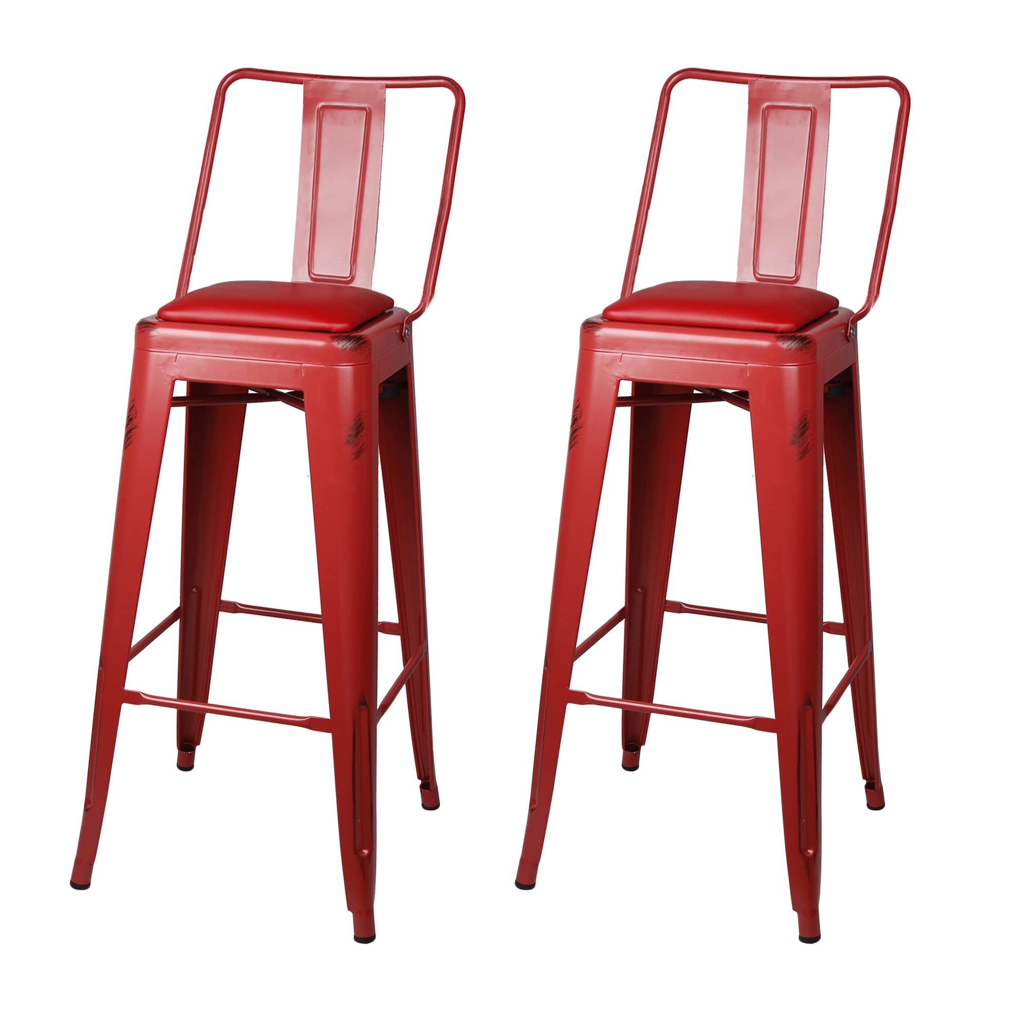 Antique Red Metal Bar Stools Set of 2 - 30