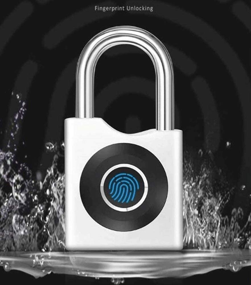 Fingerprint Padlock - Biometric Keyless Smart Lock with USB Charging, Weatherproof & Durable for Outdoor Use - Ideal for Gym Lockers, Gates, Luggage, Backpacks & Bikes (White) - Secure Your Valuables Anywhere