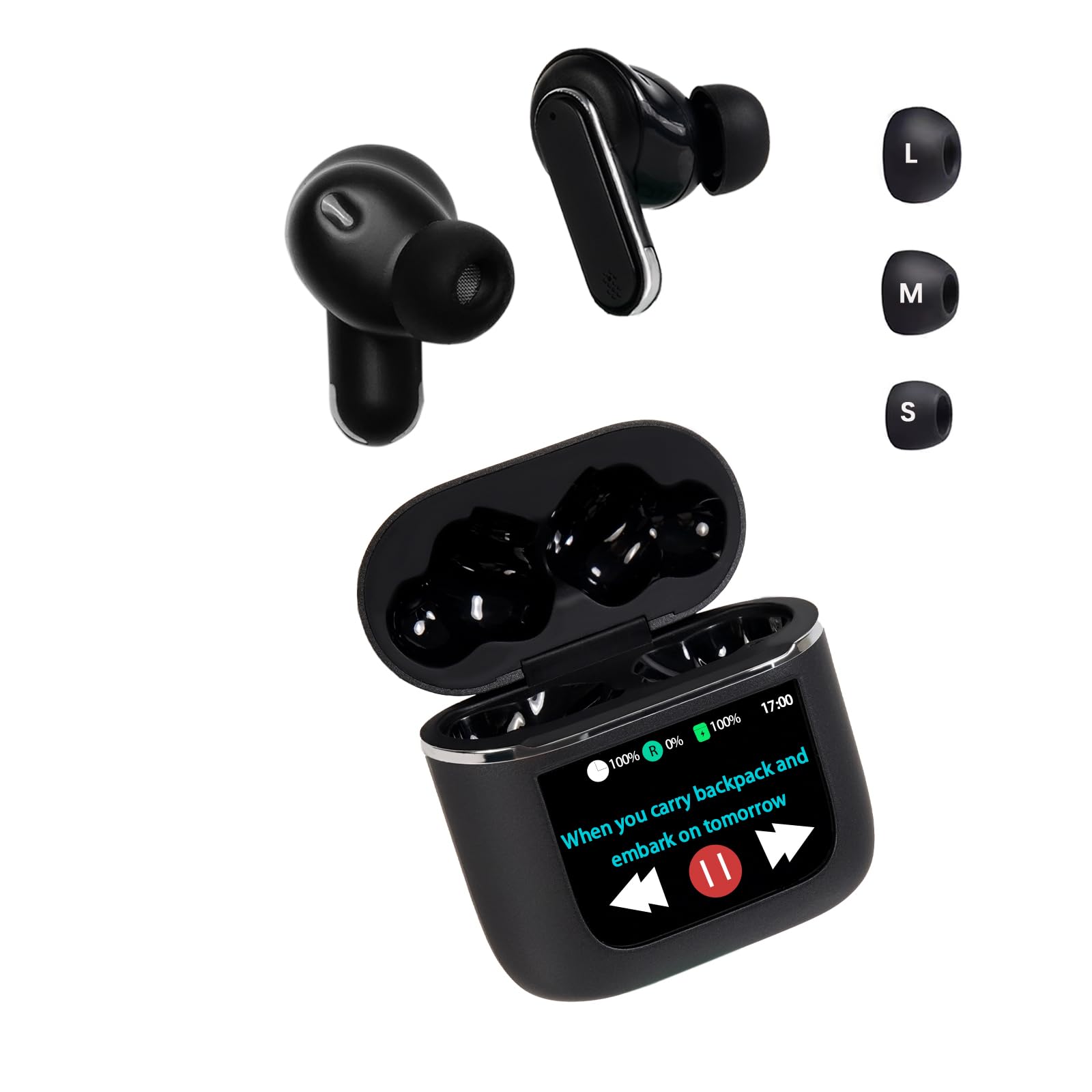 Wireless Bluetooth 5.3 Earbuds with Smart Touch Control & Active Noise Cancellation, IPX56 Waterproof in-Ear Headphones with Ear Tips for iPhone Android - Perfect for Workouts, Running, Travel & Business Calls