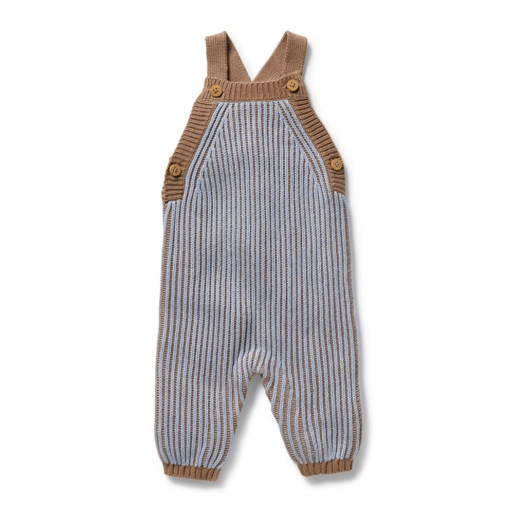 Organic Knitted Baby Overalls - Coco & Blue Speckle Design | Soft Cotton Jumpsuit for Newborns & Toddlers | Perfect for Playtime, Photo Shoots & Everyday Wear