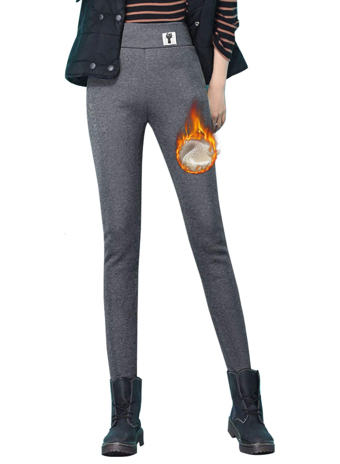 SIAEAMRG Women's Winter Sherpa Fleece Lined Leggings - High Waist Stretchy Thick Cashmere Thermal Leggings for Cold Weather, Yoga, Workout & Lounge Wear