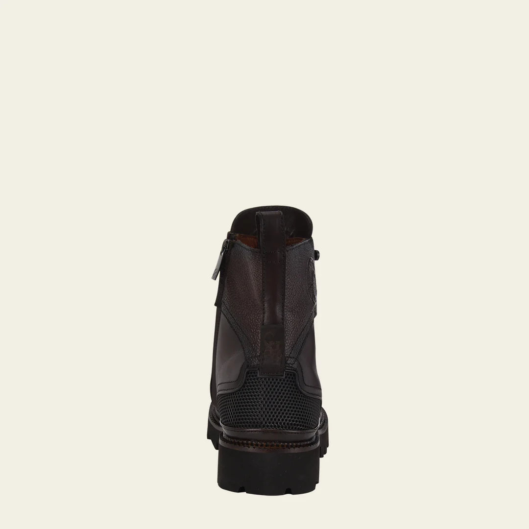 Franco Cuadra Men's Casual Chocolate Brown Leather Cowboy Ankle Boots with Zip - Perfect for Western Wear, Country Outfits & Everyday Comfort