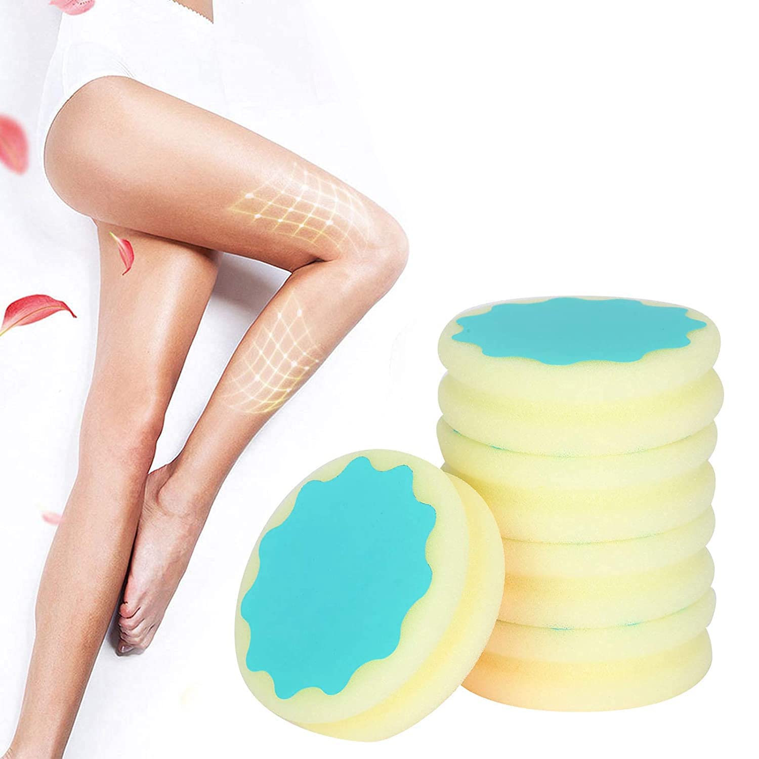 AVIDYA 5-Piece Reusable Painless Hair Removal Sponge Set for Legs, Arms & Body | Exfoliating & Smoothing Skin | At-Home Spa & Beach Prep Essential