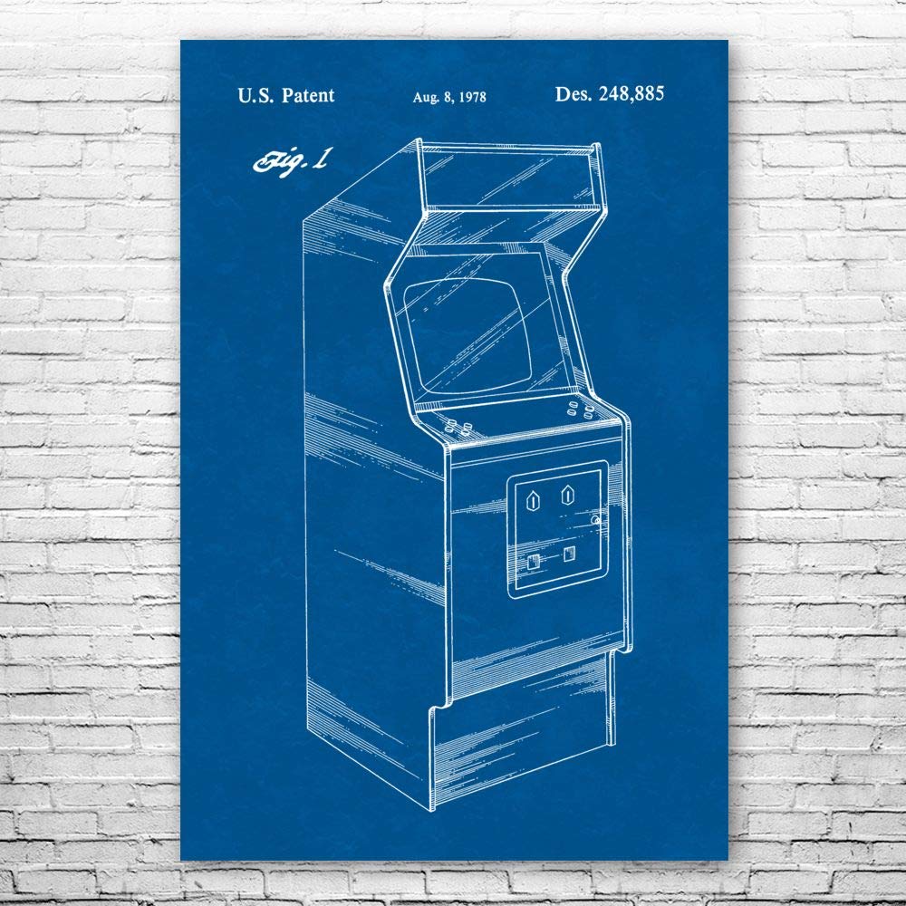 Arcade Video Game Cabinet Blueprint Poster - 5x7 Inch Retro Gaming Art Print, Perfect Gift for Game Designers & Game Room Decor - Ideal for Man Cave, Office, or Gaming Lounge Wall Art