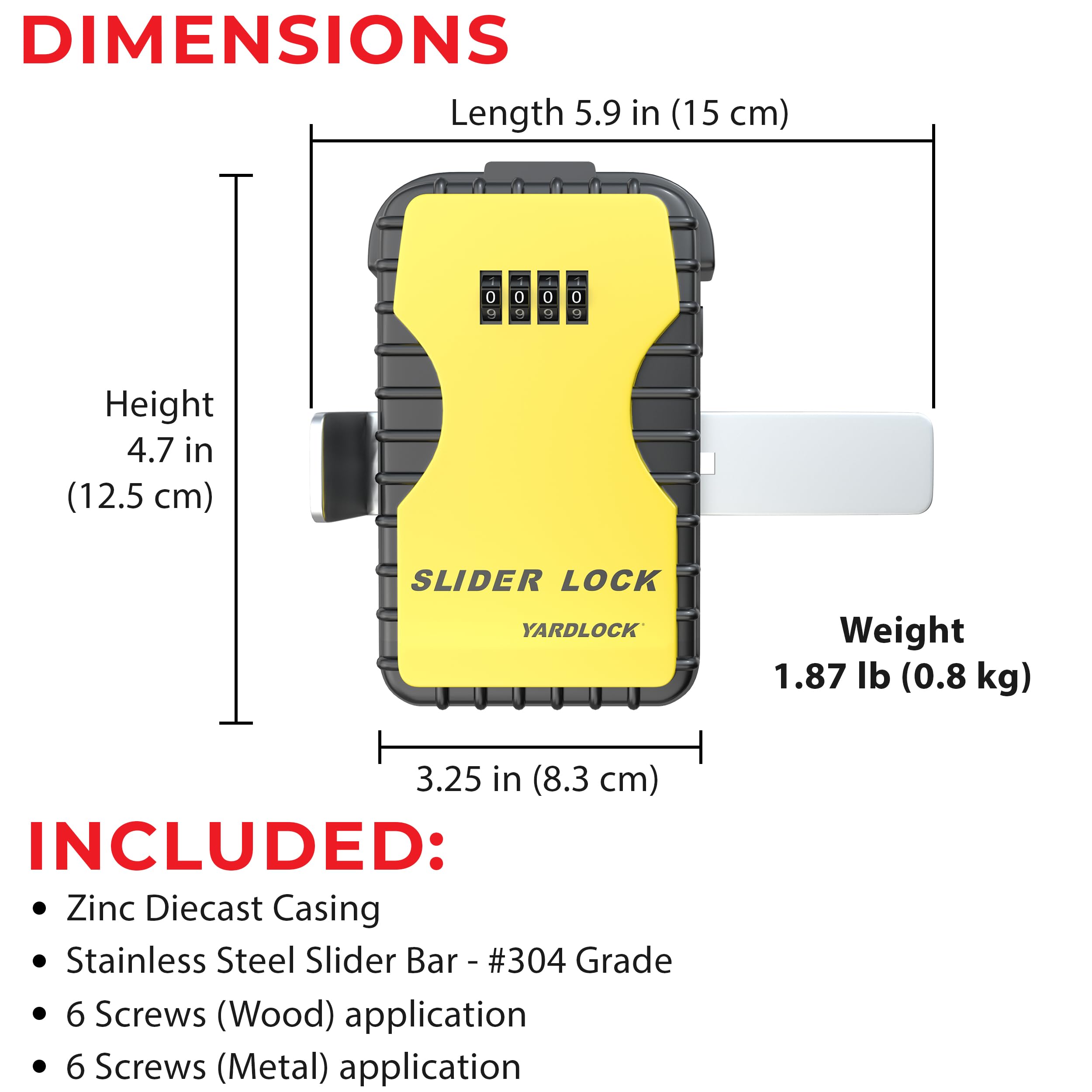 Keyless Garage Door Slider Lock - Heavy Duty Secure Deadbolt for Home & Business - Easy Installation - Weatherproof Design - Perfect for Residential & Commercial Garage Security (1 Pack)