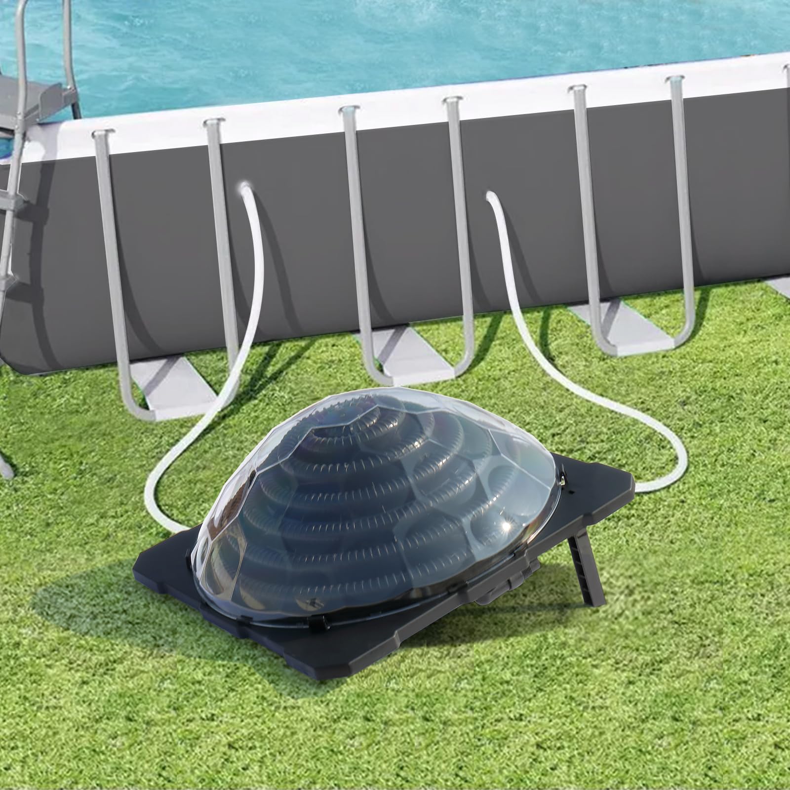 VINGLI Solar Pool Heater for Above Ground Pools - Domed Solar Powered Swimming Pool Heating System with Contour Heating Coil (1 Pack) | Efficient & Eco-Friendly Warm Water Solution for Backyard, Inflatable & Family Pools