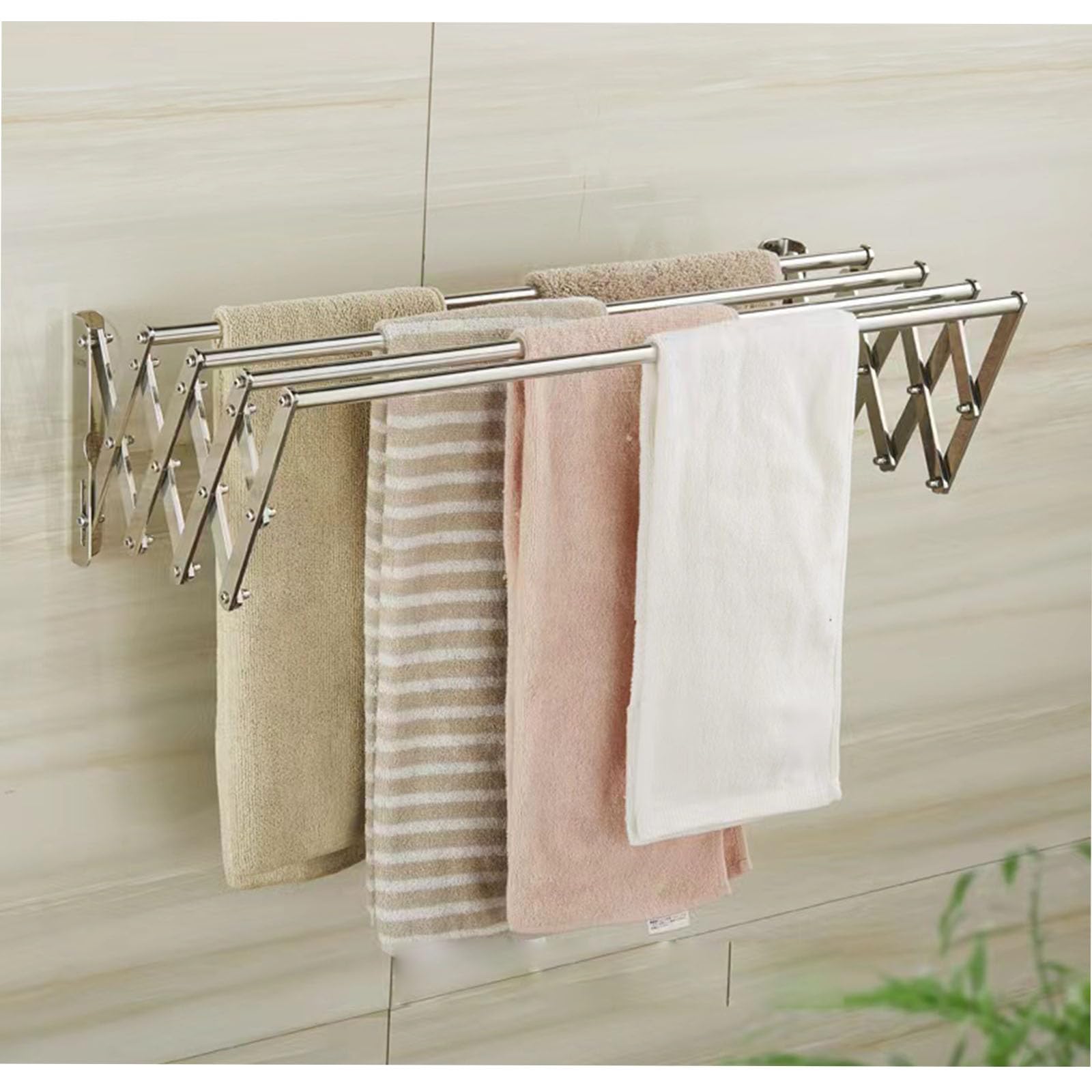 Stainless Steel Wall Mounted Folding Clothes Drying Rack - Retractable Space Saving Laundry Hanger for Small Apartments, Balcony & Bathroom - Perfect for Drying Clothes, Towels & Delicates