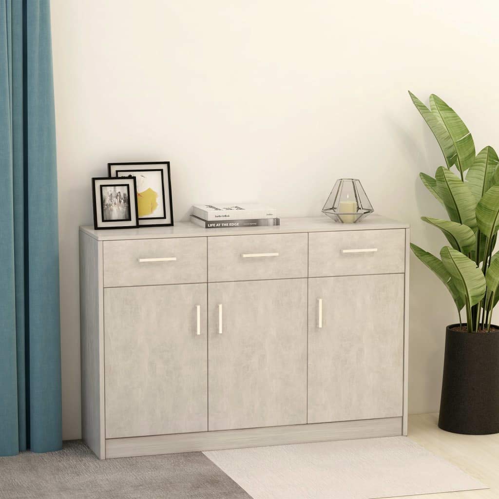 Modern Buffet Sideboard Cabinet - 43.3 Inch Entryway Storage Console Table with Chipboard Construction in Concrete Gray | Perfect for Dining Room, Living Room & Hallway Organization