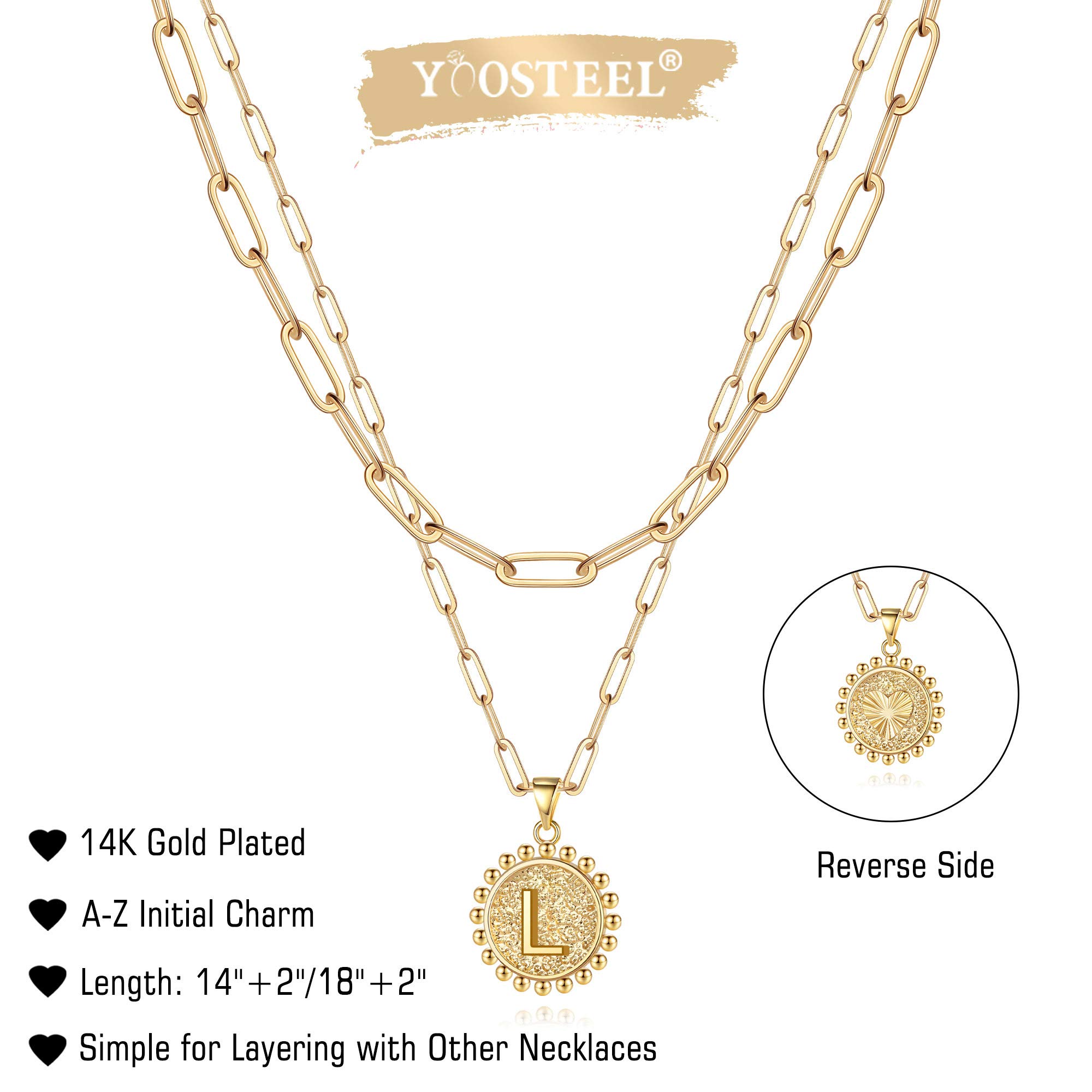 Personalized 14K Gold Plated Initial Necklace for Women - Dainty Paperclip Link Chain Layering Necklace, Easter Basket Stuffers & Gift Ideas for Her | Perfect for Everyday Wear, Layering, and Special Occasions