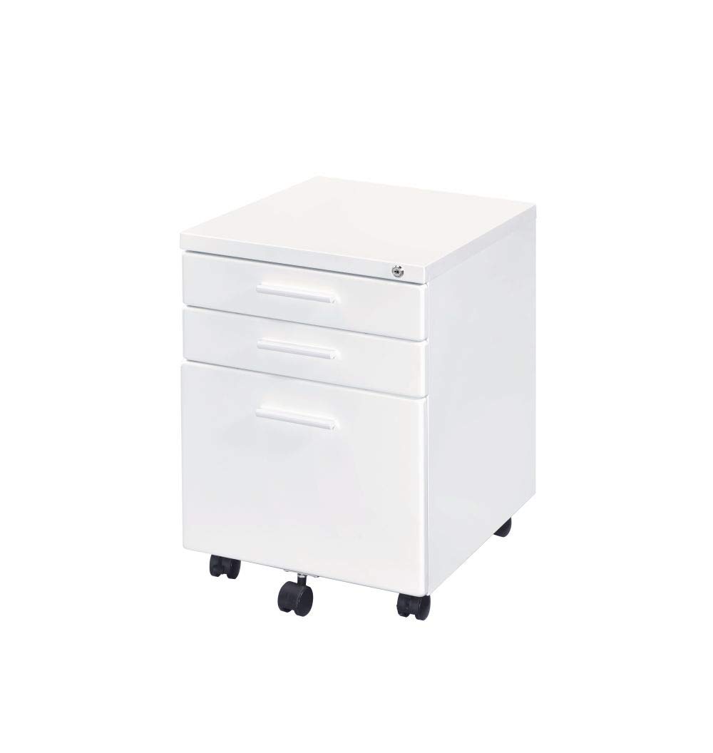 Lazyspace 3-Drawer Locking Metal File Cabinet - Vertical Under Desk Storage for Legal & Letter Size Documents - Anti-Tilt Design with Wheels - White - Perfect for Home Office, School, or Business Organization