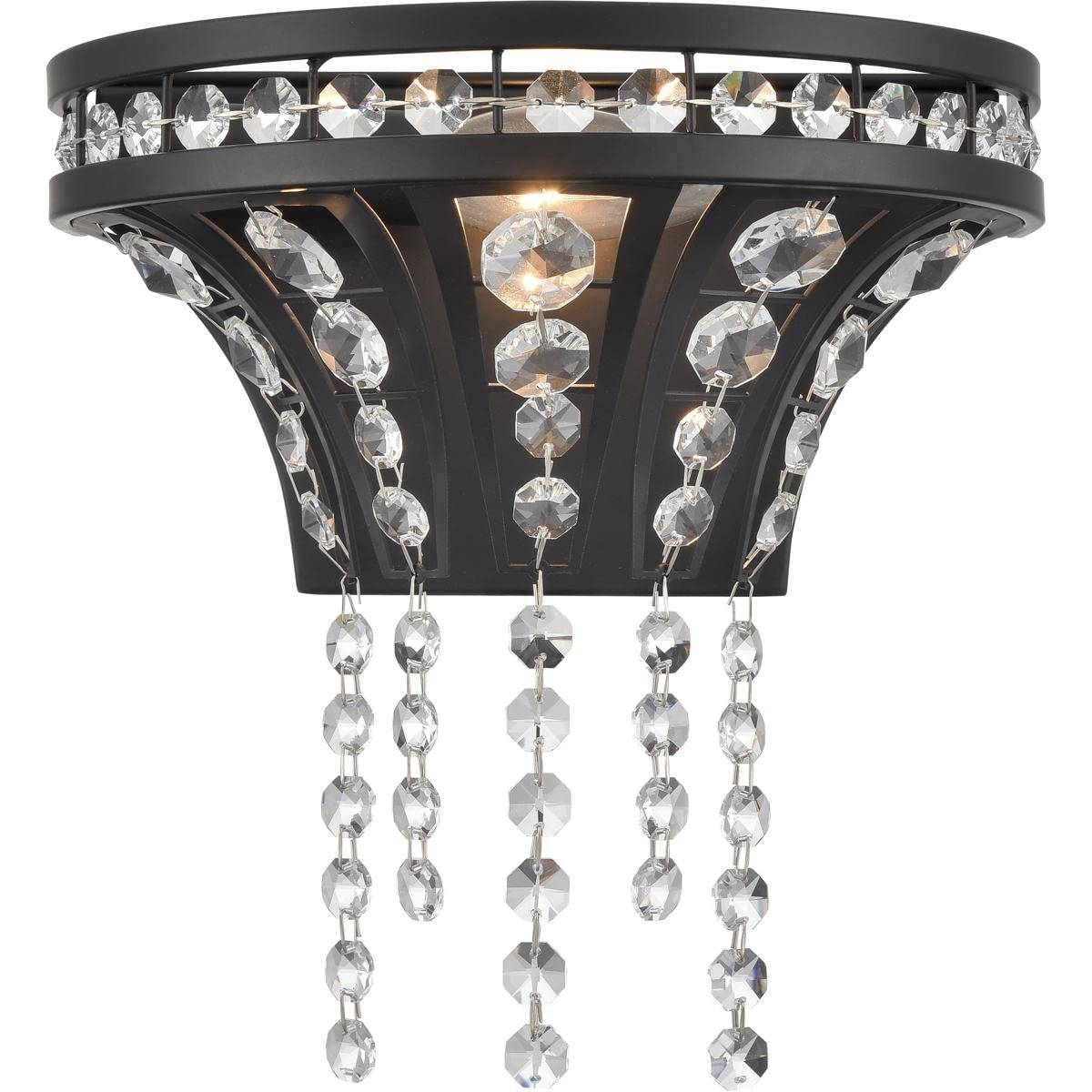 Elk Home Fantania 1-Light Wall Sconce - Matte Black Finish with Clear Crystal Accents, Traditional Style Wall Light for Bedroom, Living Room, Hallway Decor