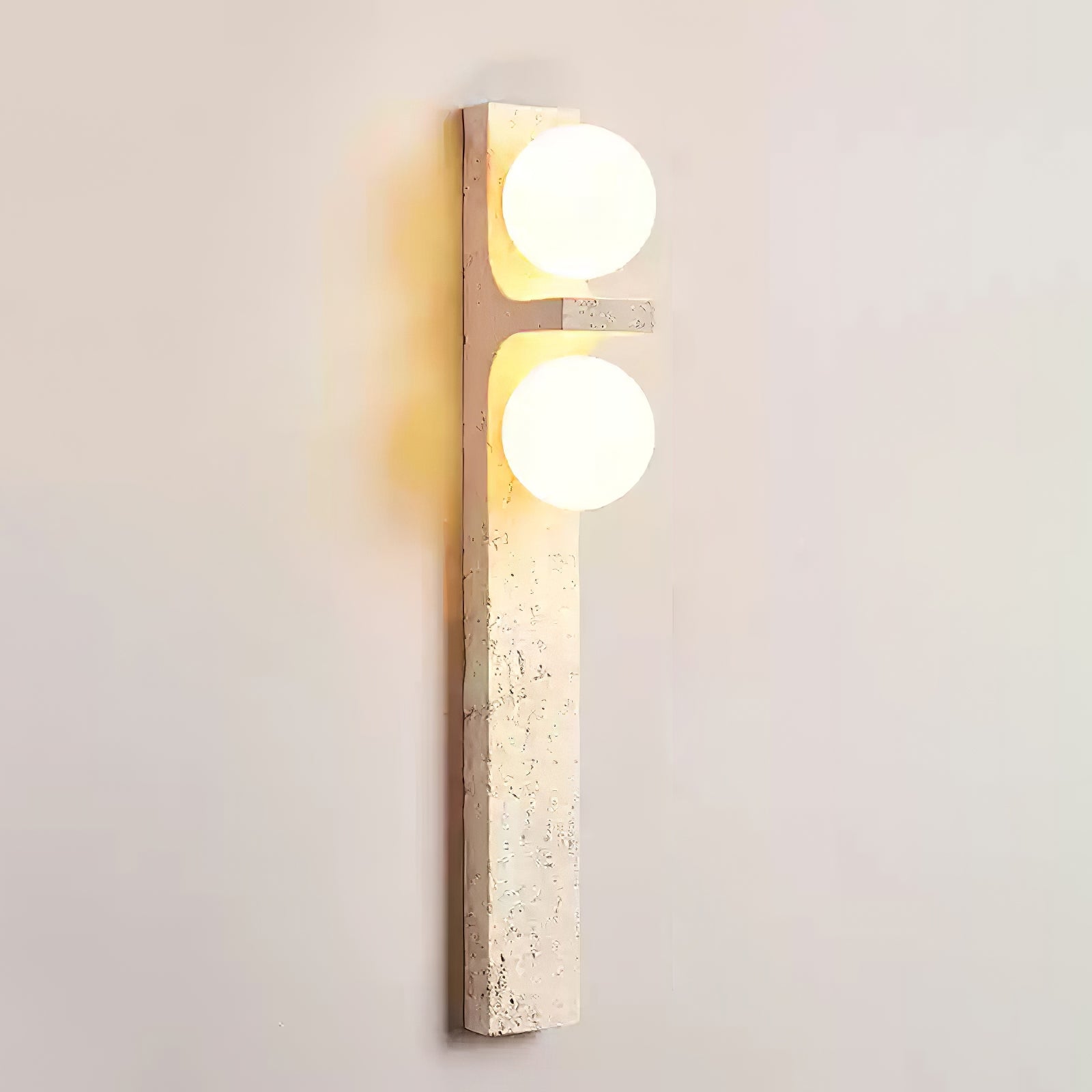 Modern Asymmetrical Travertine Wall Sconce - Handcrafted Natural Stone Light Fixture for Living Room, Bedroom, or Hallway Decor