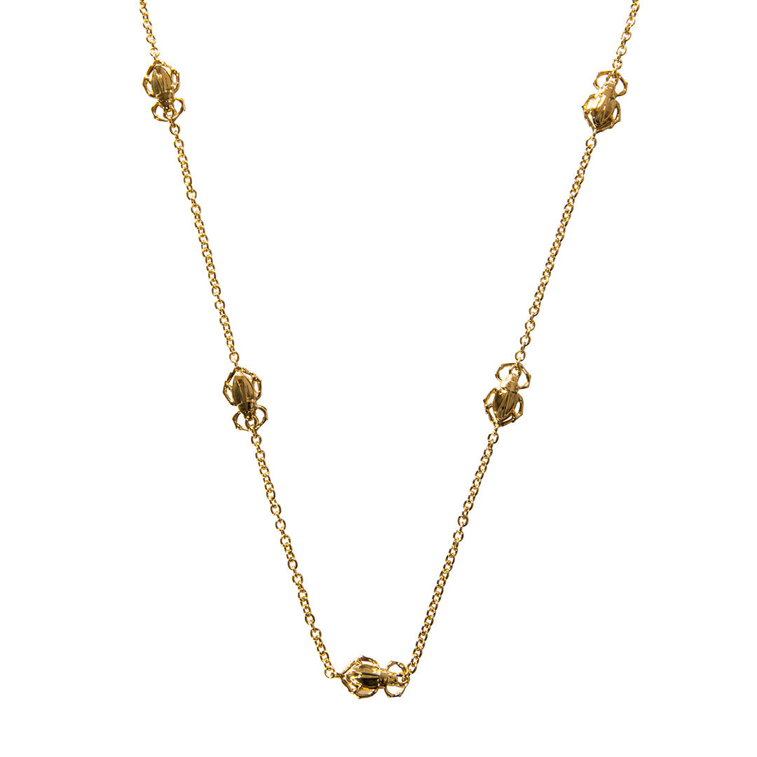 Goldbug Collection Long Bug Station Necklace - Elegant Insect Jewelry for Women, Fashionable Pendant Necklace for Daily Wear and Special Occasions