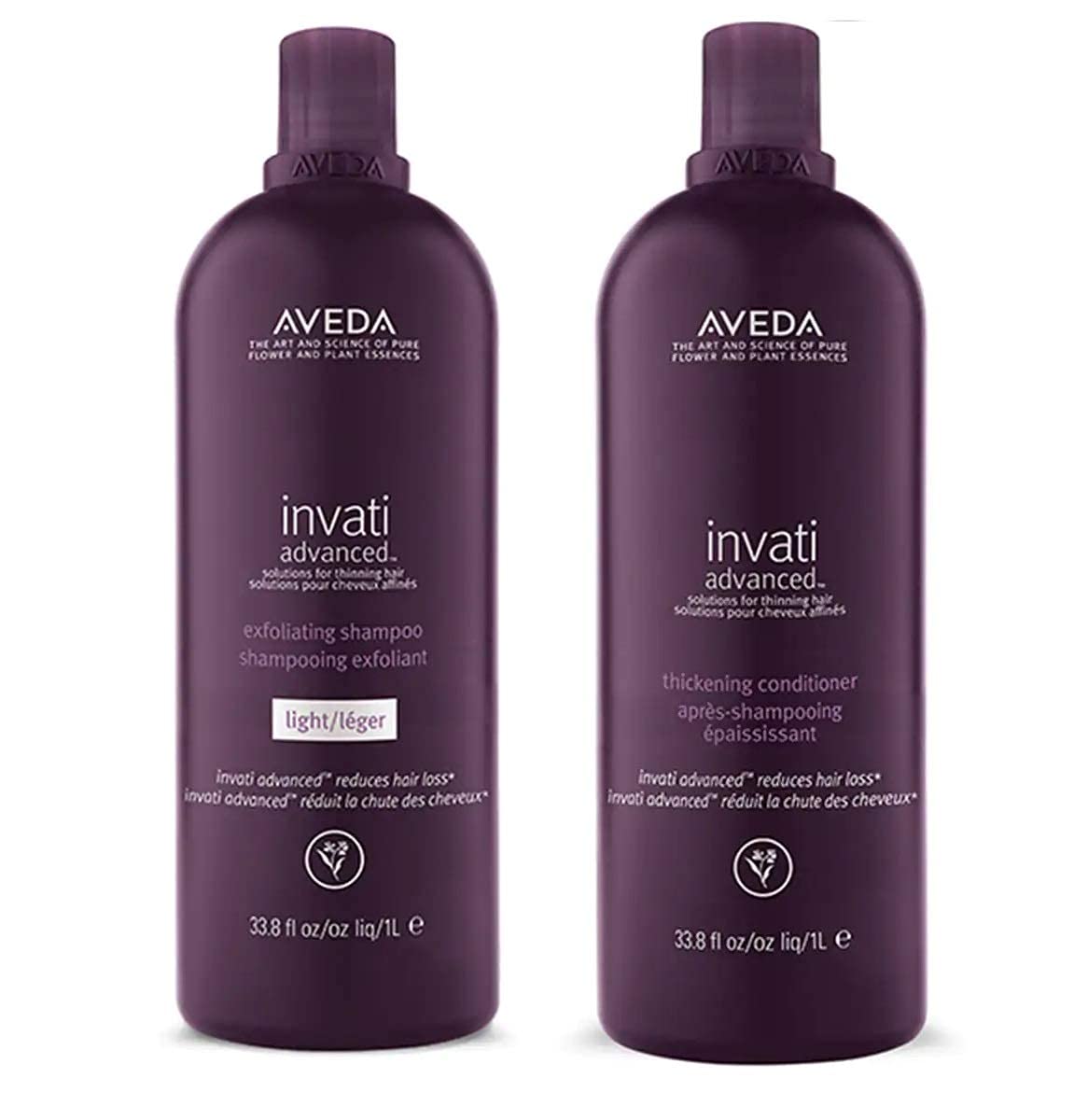 Aveda Invati Advanced Light Exfoliating Shampoo & Thickening Conditioner Set - 33.8 oz for Thinning Hair | Scalp Care & Volumizing Hair Treatment for Daily Use at Home