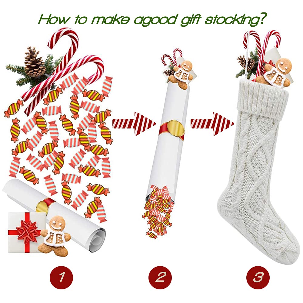 Yifanplus 4 Pack 18 Inch Large Knit Christmas Stockings - Classic White & Ivory Cable Knitted Holiday Stocking Decor for Family, Xmas Party & Fireplace Mantel Decorations