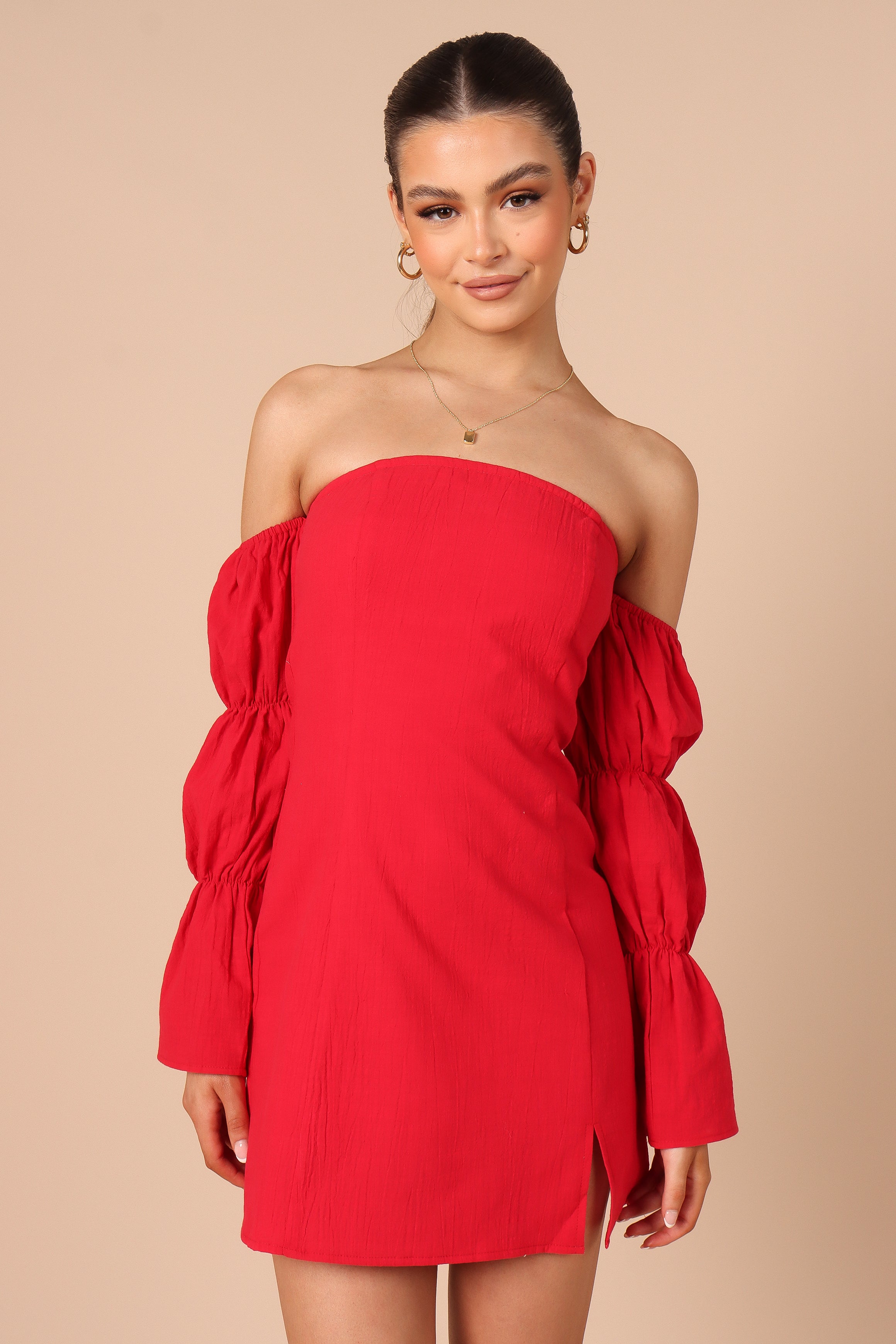 Cherese Puff Sleeve Mini Dress - Flowy Red Party Dress for Women, Summer Cocktail Dress with Ruffles, Perfect for Date Night, Wedding Guest & Special Occasions
