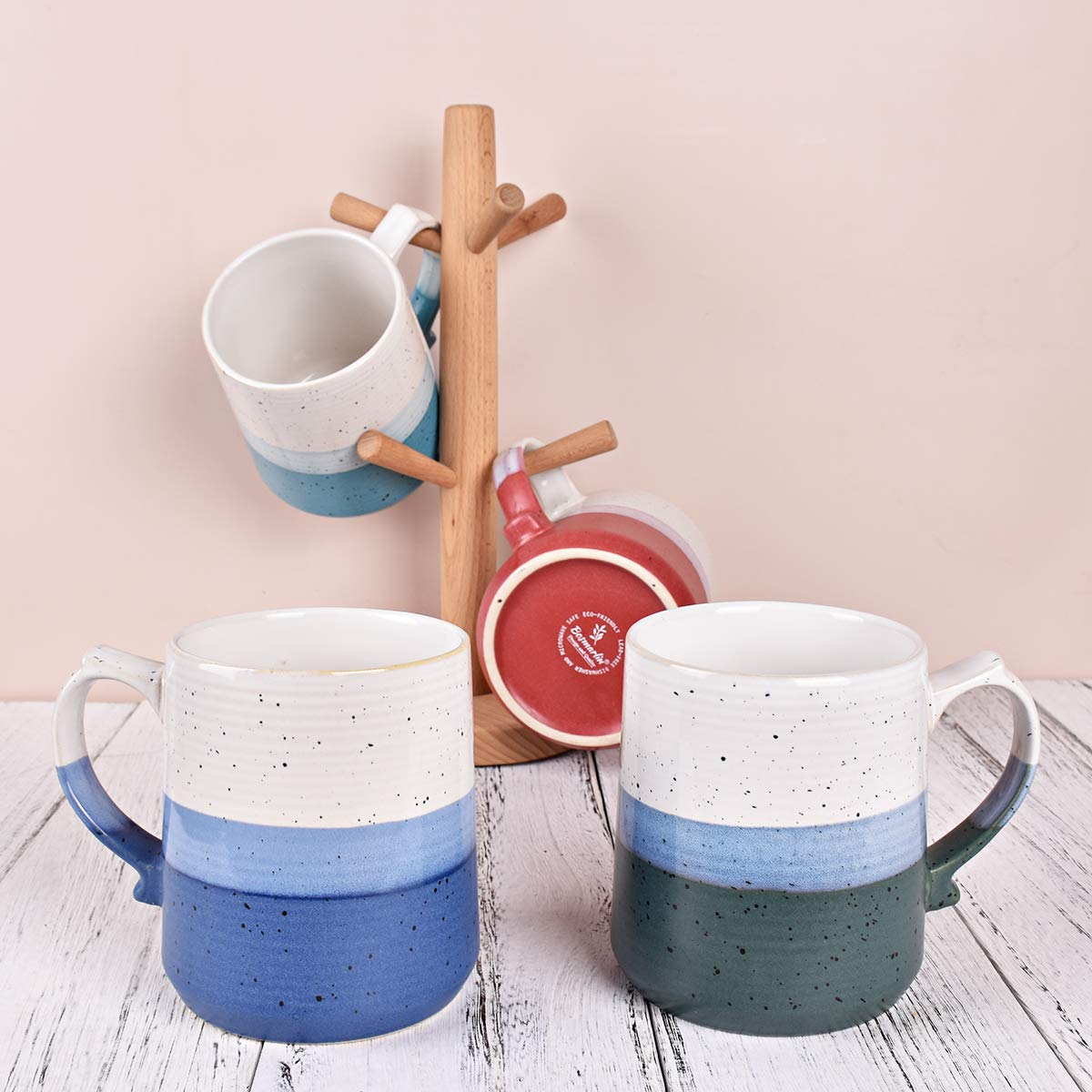 Bosmarlin 21 Oz Large Stoneware Coffee Mug - Big Tea Cup for Office & Home - Dishwasher & Microwave Safe - Deep Blue - Perfect for Hot Beverages, Soups, and Breakfast Cereals