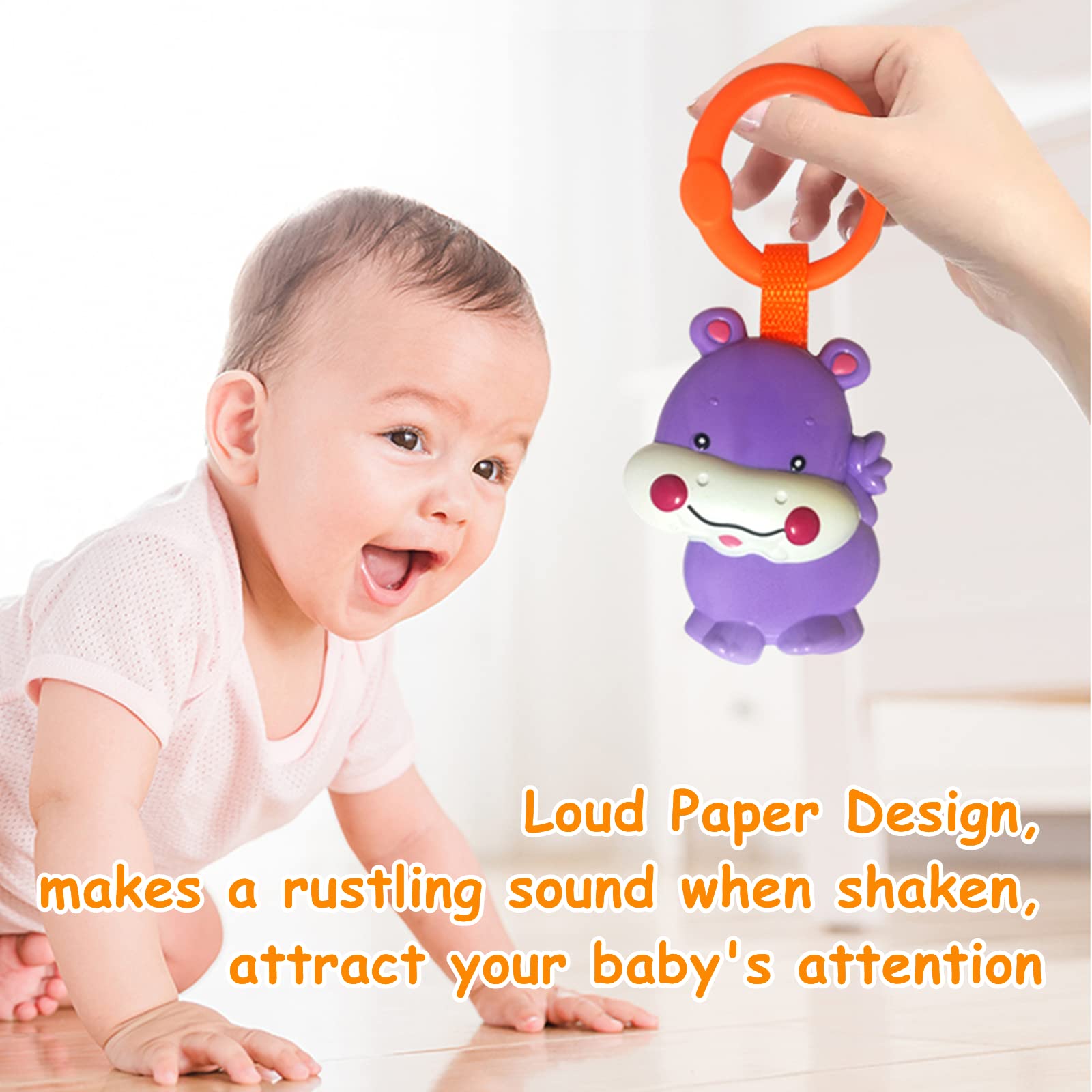 Cartoon Animal Hanging Rattle Toys - 4 Pack Baby Handbells & Crib Toys for Newborns | Infant Bed, Car Seat & Stroller Accessories | Perfect Baby Shower & Birthday Gift for 0-6 Months