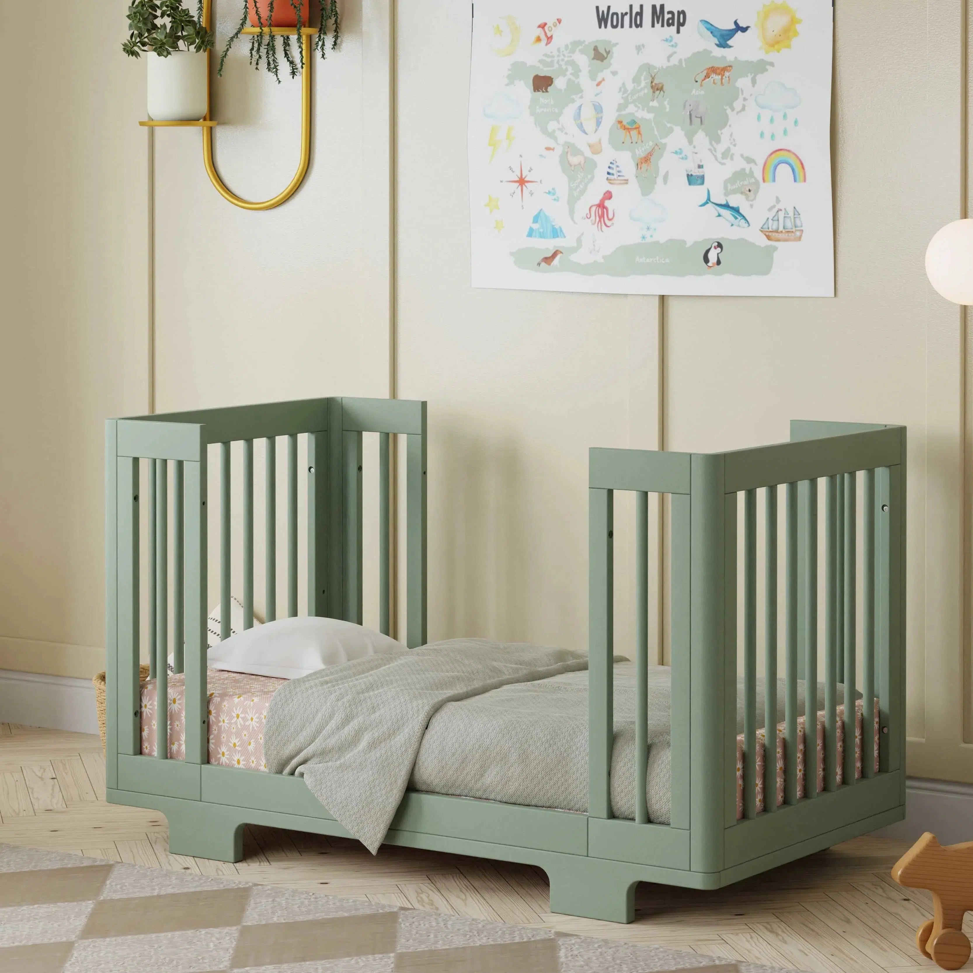 Babyletto Yuzu 8-in-1 Convertible Crib in Light Sage - Modern Nursery Furniture for Newborn to Toddler Bed | Safe, Stylish & Space-Saving Baby Crib for Small Nursery Rooms