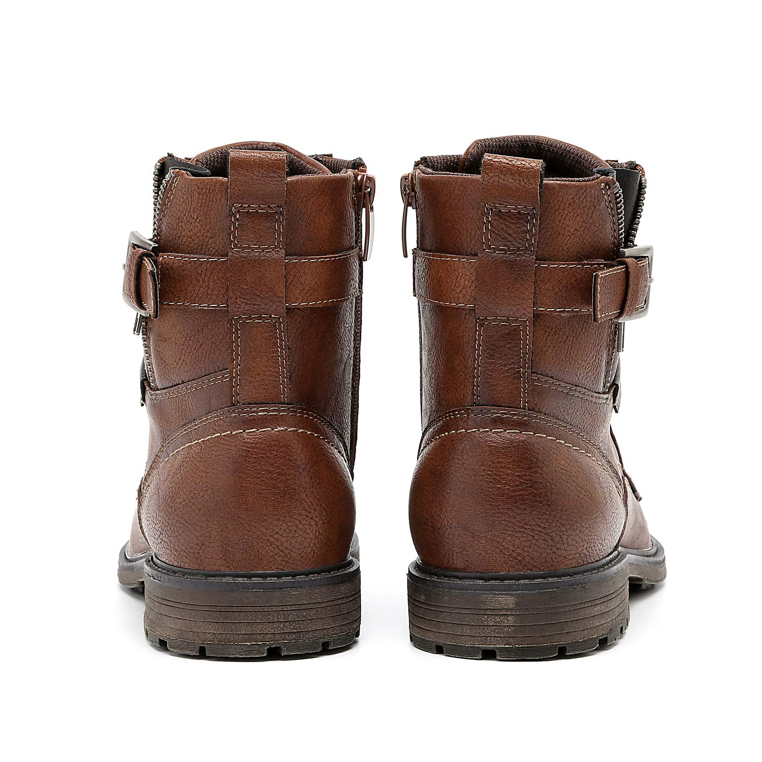AMAPO Men's Oxford Dress Boots with Buckle & Side Zipper - Stylish Lace-Up Casual Boots for Business, Office & Formal Occasions