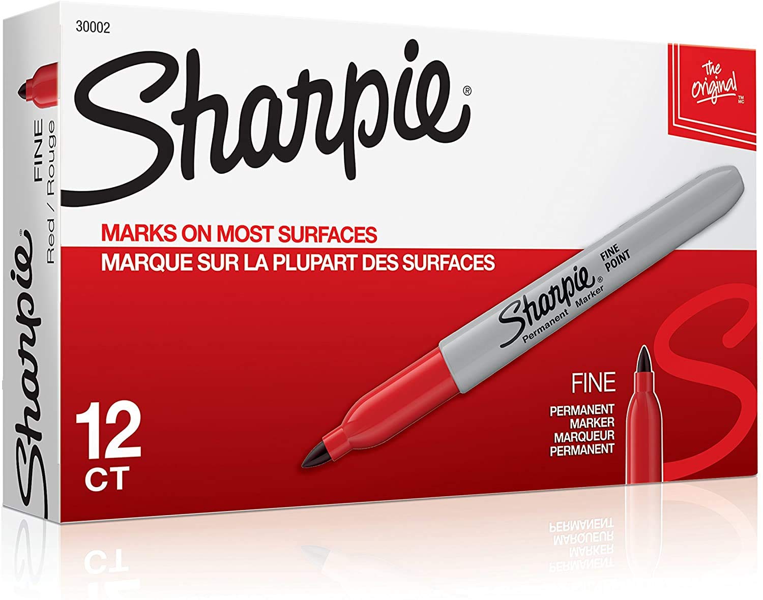Fine Point Permanent Marker Pen - Fade & Water Resistant Ink - 12 Pack (Red) - Ideal for Office, School, Art Projects & Labeling