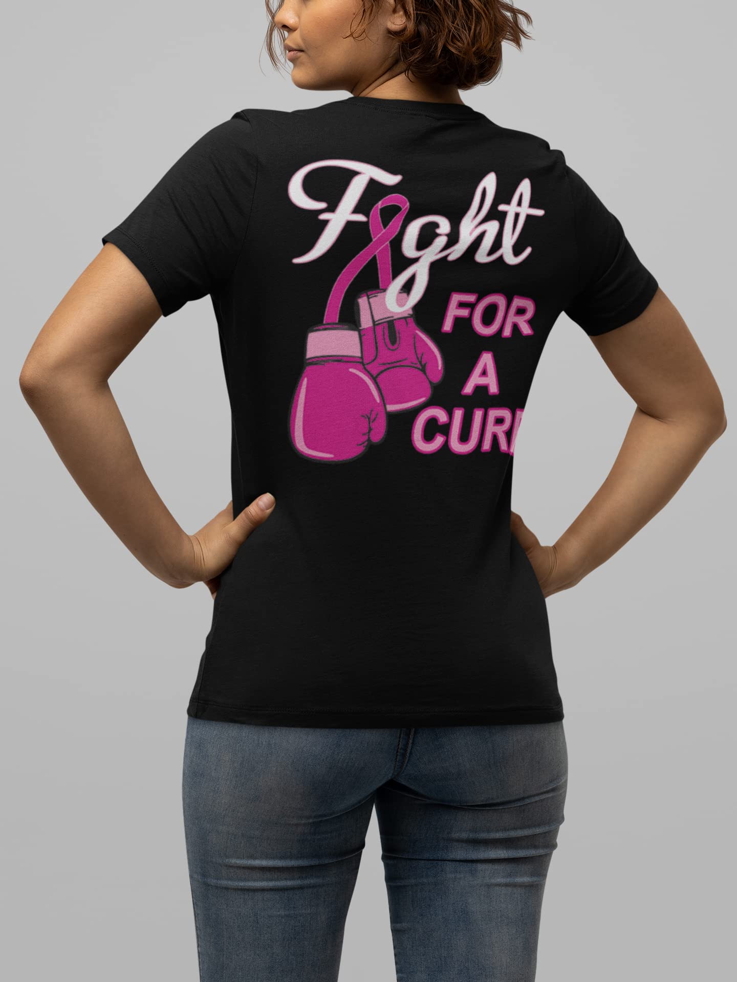 Wild Bobby Breast Cancer Awareness Faith Pink Ribbon Sunflower Women's T-Shirt - Front & Back Design for Charity Events & Survivor Support