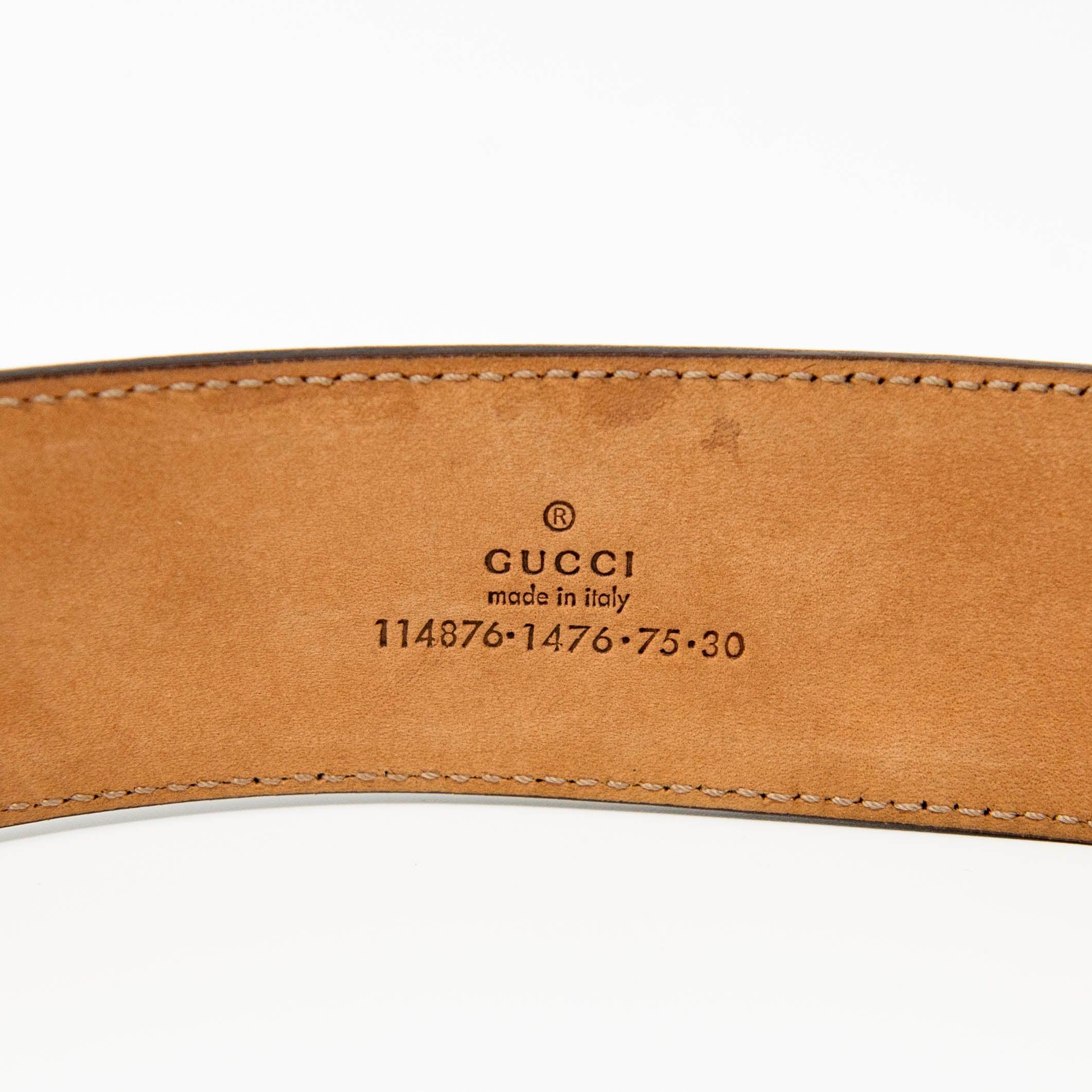 Authentic Gucci Brown Leather Belt for Men - 75 Size | Stylish & Durable Fashion Accessory for Casual & Formal Outfits