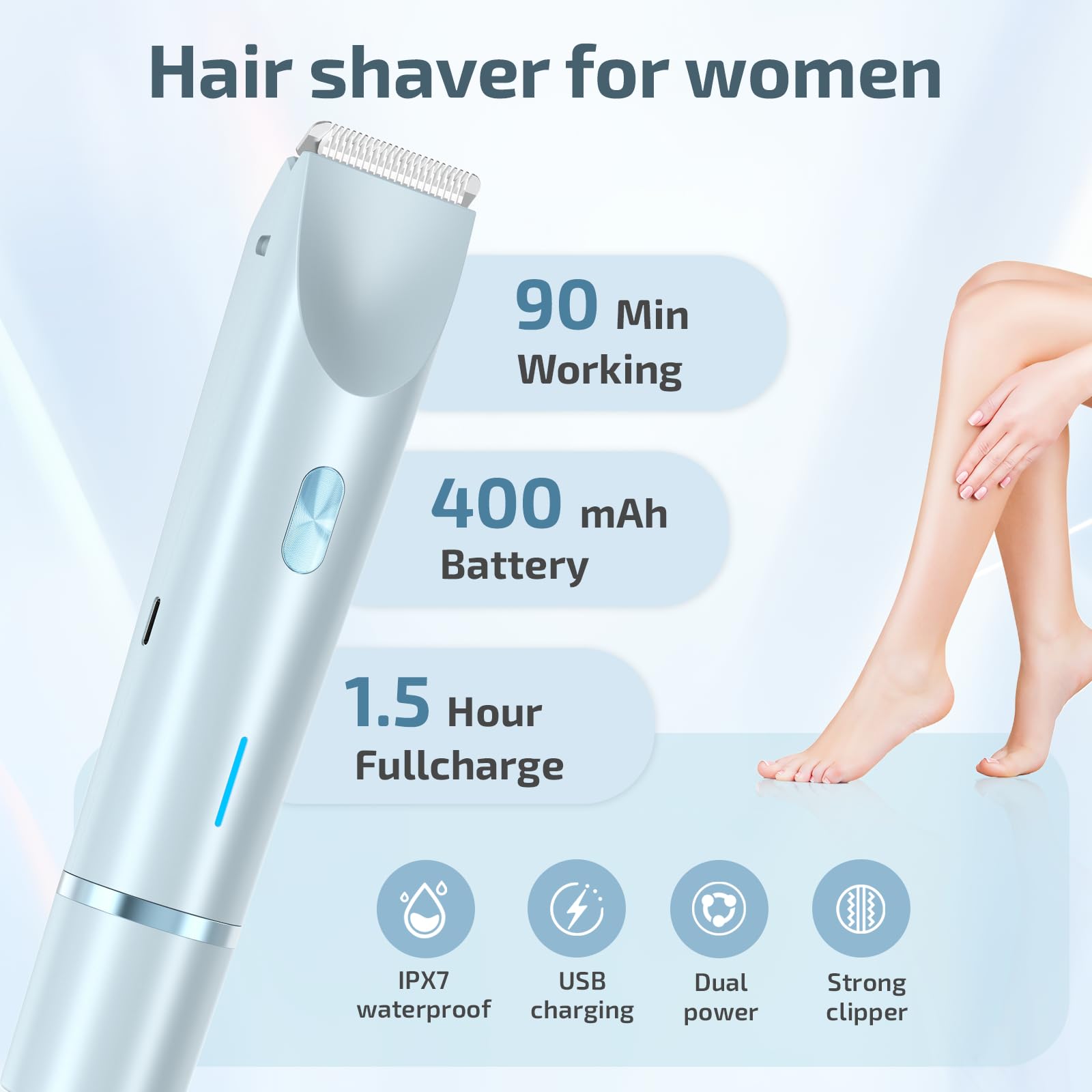 2025 Upgraded Women's Electric Shaver - Dual Head Rechargeable Bikini Trimmer for Sensitive Skin, Facial Hair, Lips, Underarms & Legs | Portable Purple Razor for Travel & Home Use